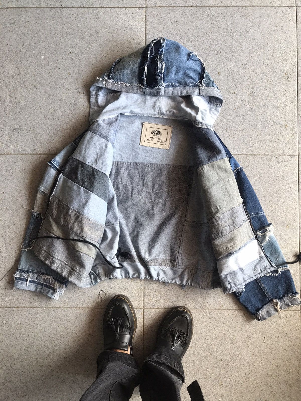 Handmade × Vintage Zipper Denim Jacket Upcycle Size US XL / EU 56 / 4 - 6 Thumbnail