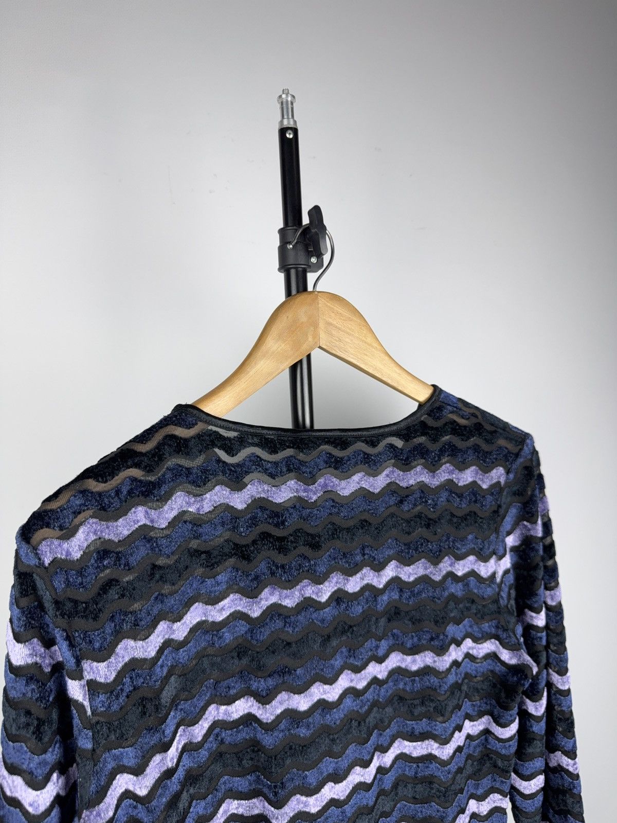 Japanese Brand Avant Garde 90s Y2K Mesh Wave Longsleeve Purple Grunge Top Size M / US 6-8 / IT 42-44 - 10 Thumbnail