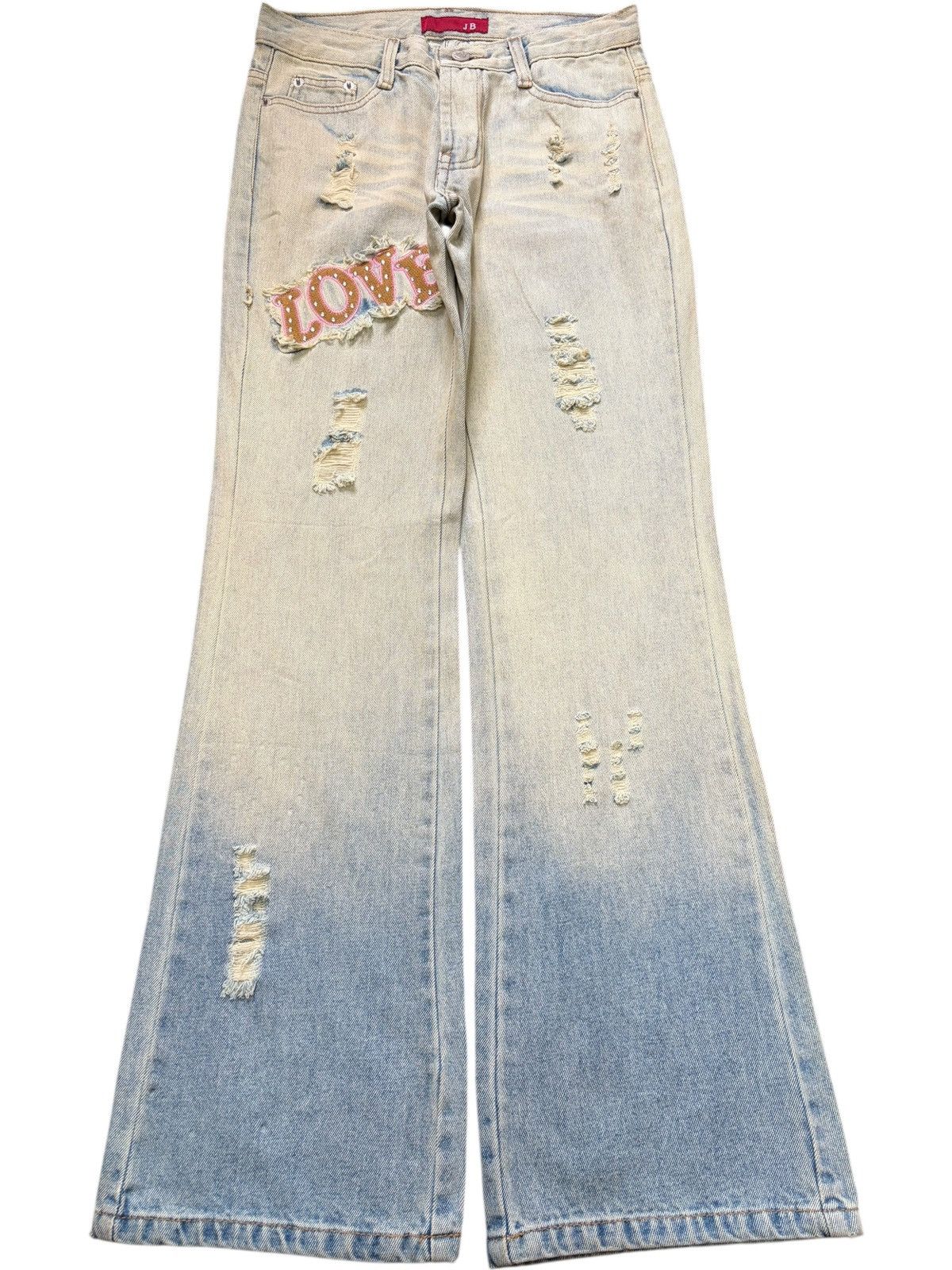 Hysteric Glamour Vintage Japanese Brand Embellished Distress Flare Jeans Size 28" / US 6 / IT 42 - 1 Thumbnail
