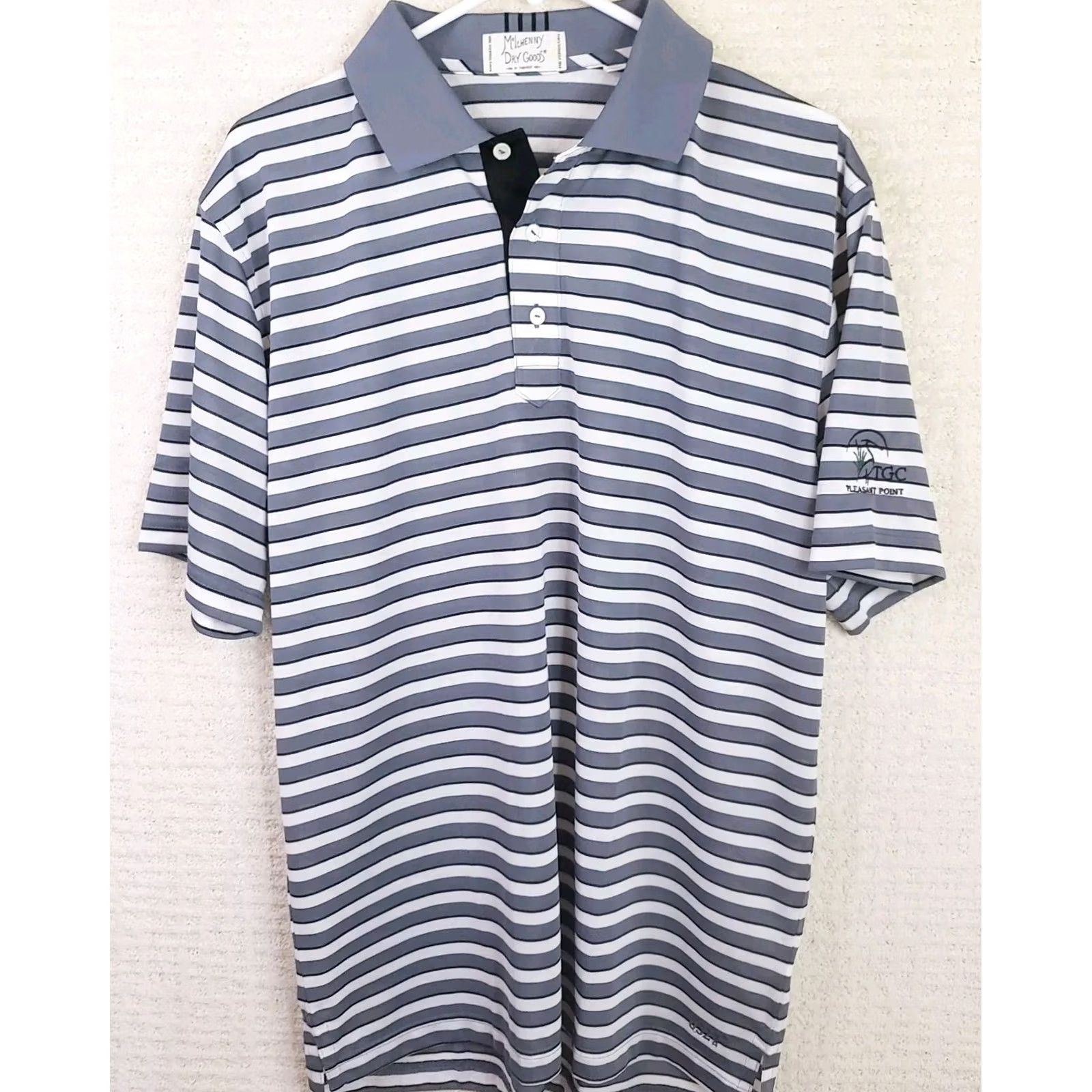 Vintage Tabasco Polo Shirt Golf Men M Gray Stripes Polyester Sport Travel Size US M / EU 48-50 / 2 - 2 Thumbnail