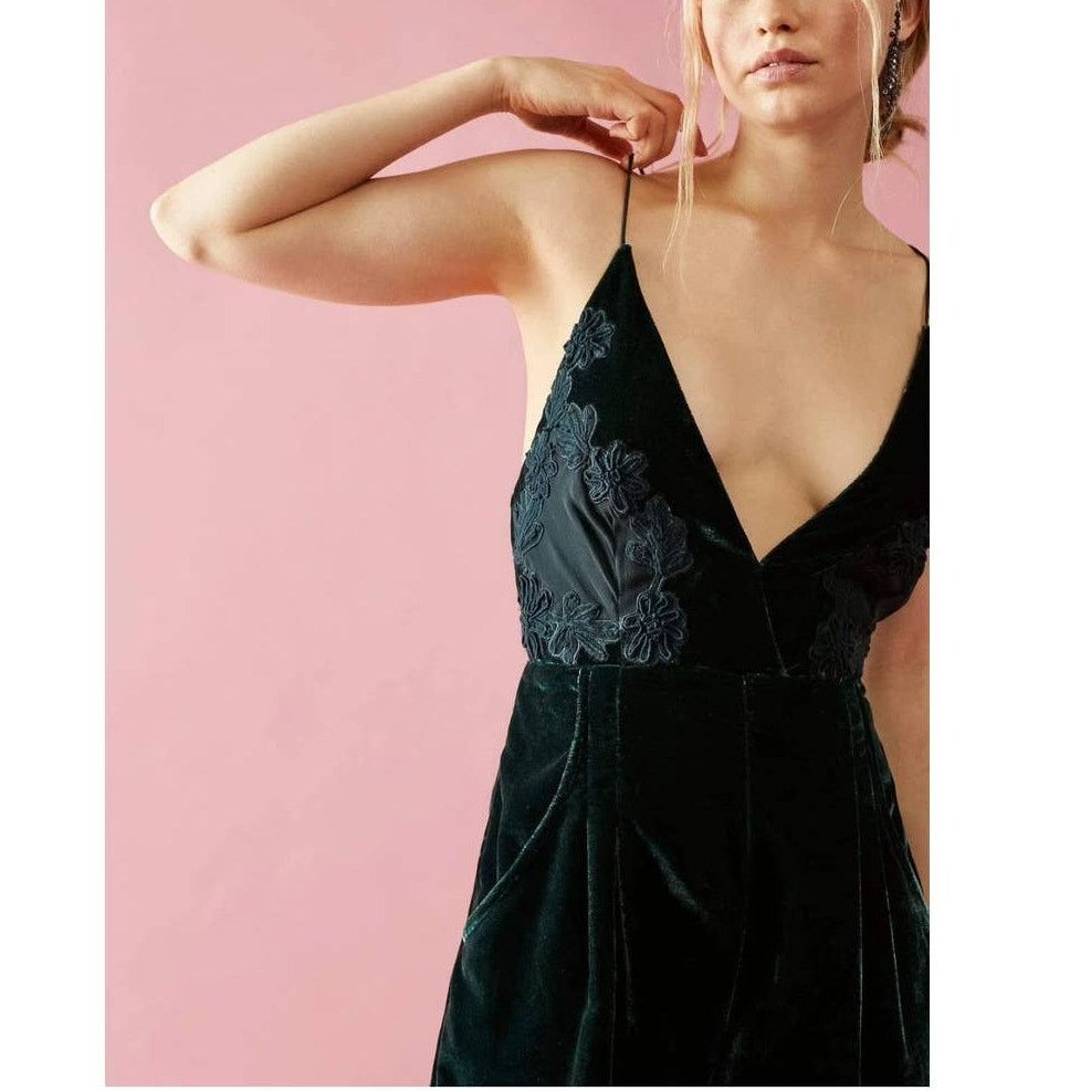 Free People Free People Blake Velvet OnePiece JUMPSUIT $225 SIZE 2 Green Size 26" / US 2 / IT 38 - 3 Thumbnail