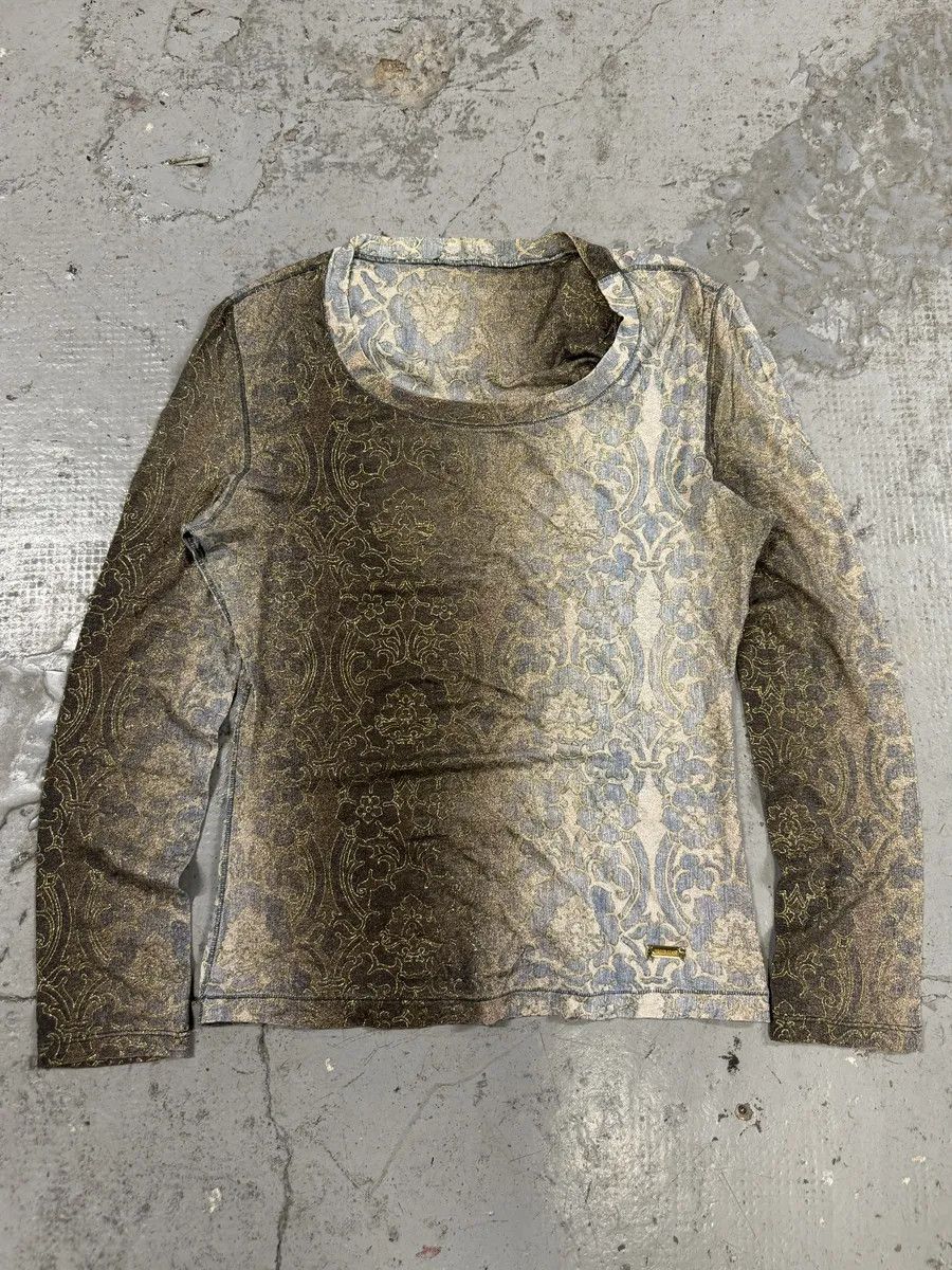 Roberto Cavalli SS2002 Roberto Cavalli Mozaic Gradient Gold Longsleeves Top Size S / US 4 / IT 40 - 1 Thumbnail