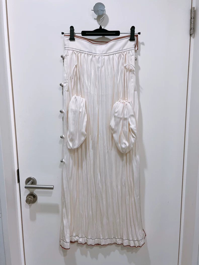 Loewe LOEWE Satin Pleated Midi Skirt - dmc Size US 34 / EU 50 - 1 Thumbnail