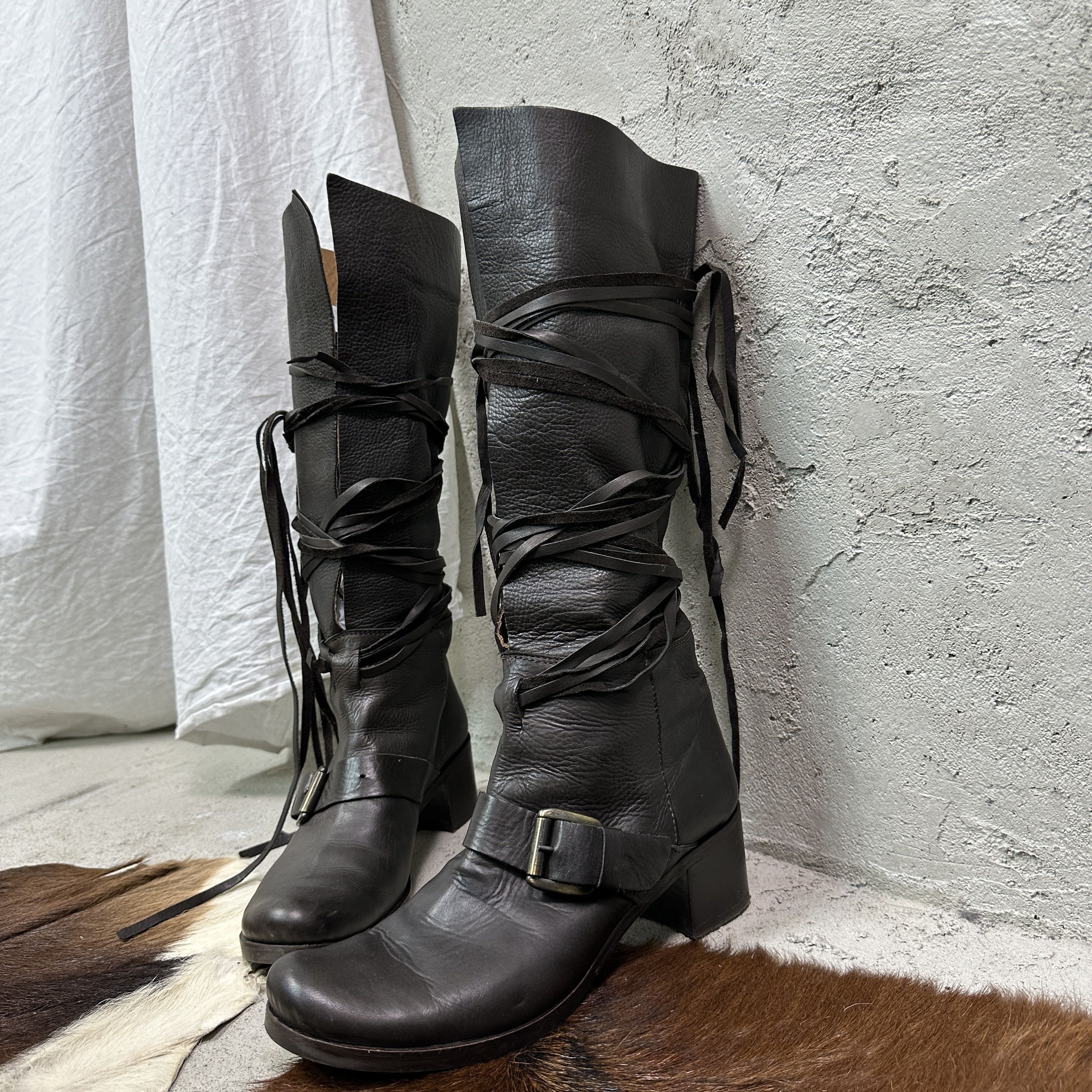 Vintage Vintage Avant Garde Bondage Tassels Harness Boots Y2K Size US 7 / IT 37 - 2 Thumbnail