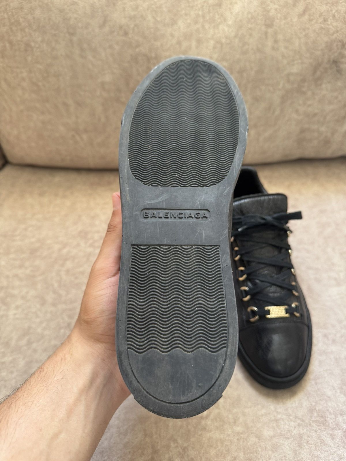 Balenciaga Balenciaga Arena Black Leather Gold Hardware Low-top Size US 9 / EU 42 - 6 Thumbnail