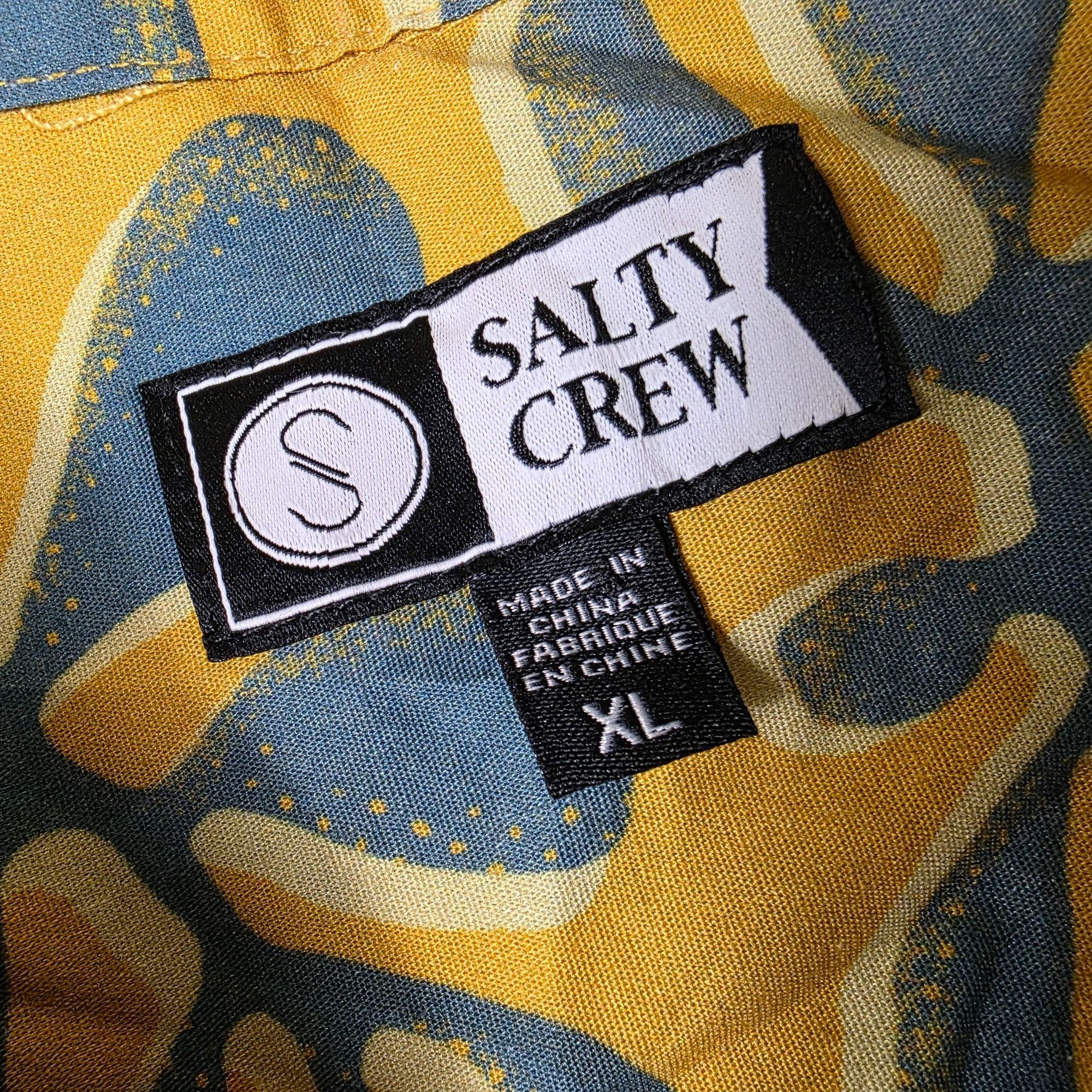 Other Salty Crew Mens XL Yellow Blue Short Sleeve Button Up Shirt Size US XL / EU 56 / 4 - 5 Thumbnail