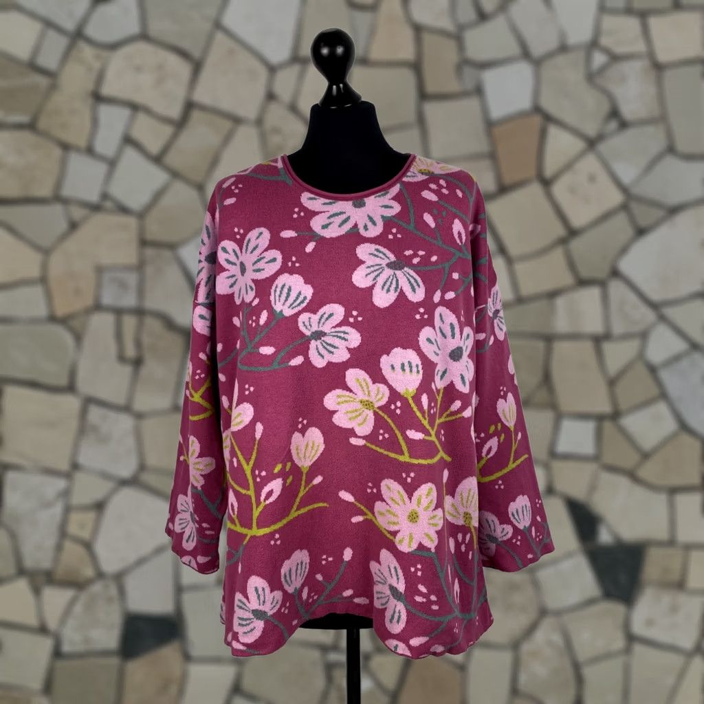 Vintage Gudrun Sjoden Jumper Tunic Shirt Womens L Pink Floral Knit Organic Cotton Boho Scandinavian Size L / US 10 / IT 46 - 1 Thumbnail