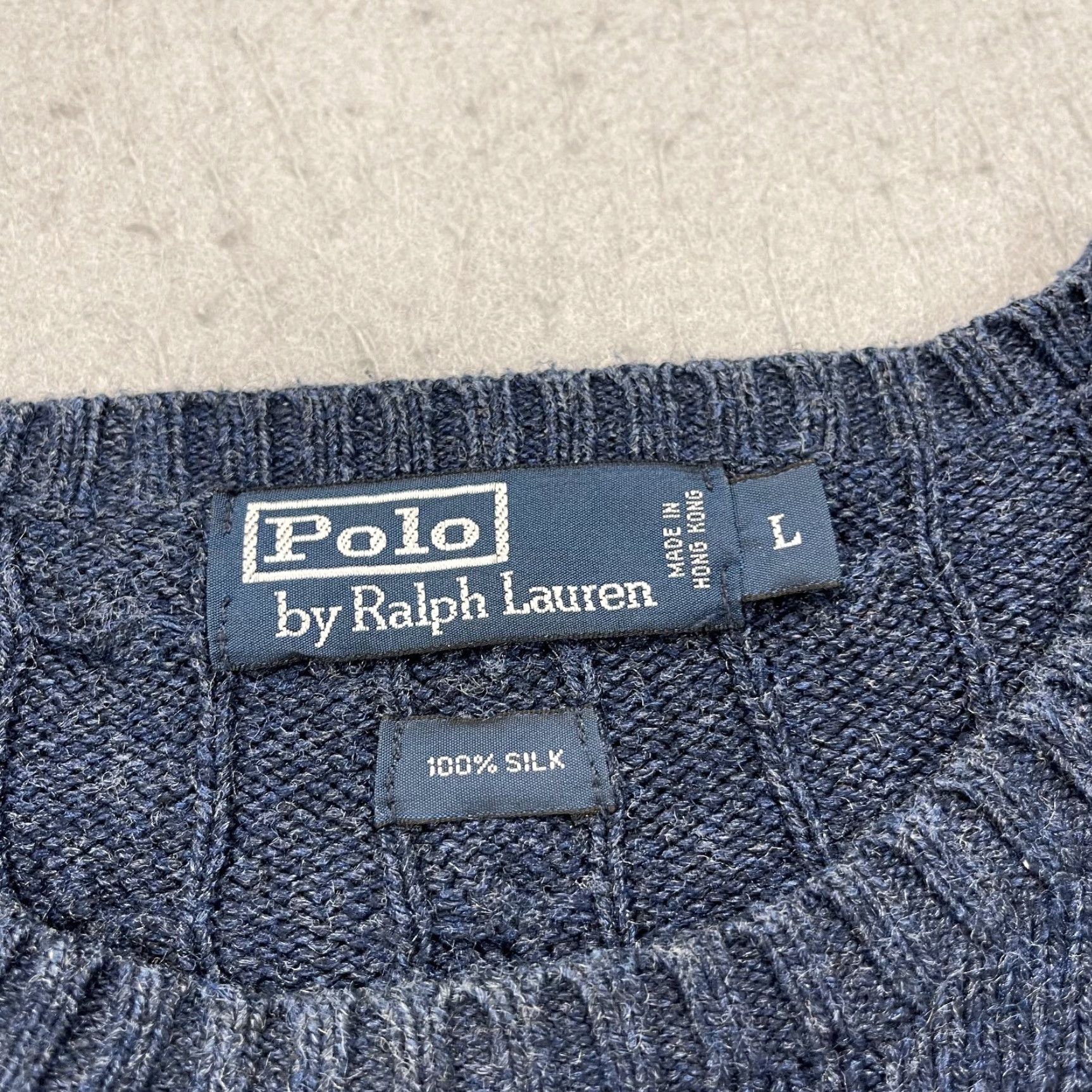 Polo Ralph Lauren VINTAGE Polo Ralph Lauren Sweater Mens L Blue Cable-Knit Crewneck 100% Silk Jumper Size US L / EU 52-54 / 3 - 4 Thumbnail