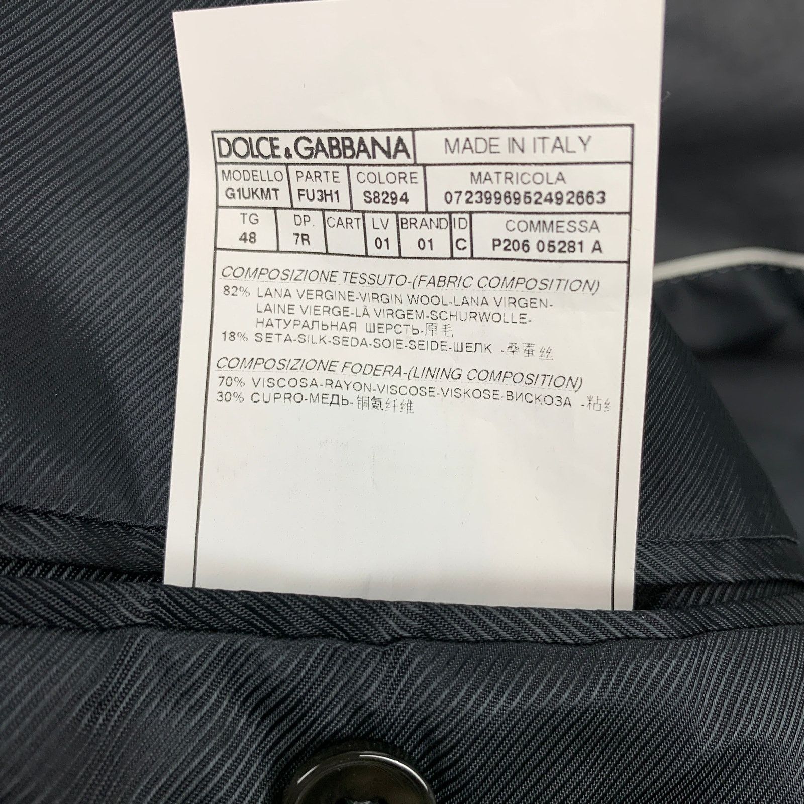Dolce & Gabbana Size 38 Grey Charcoal Wool Silk Peak Lapel Sport Coat Size 38R - 5 Thumbnail