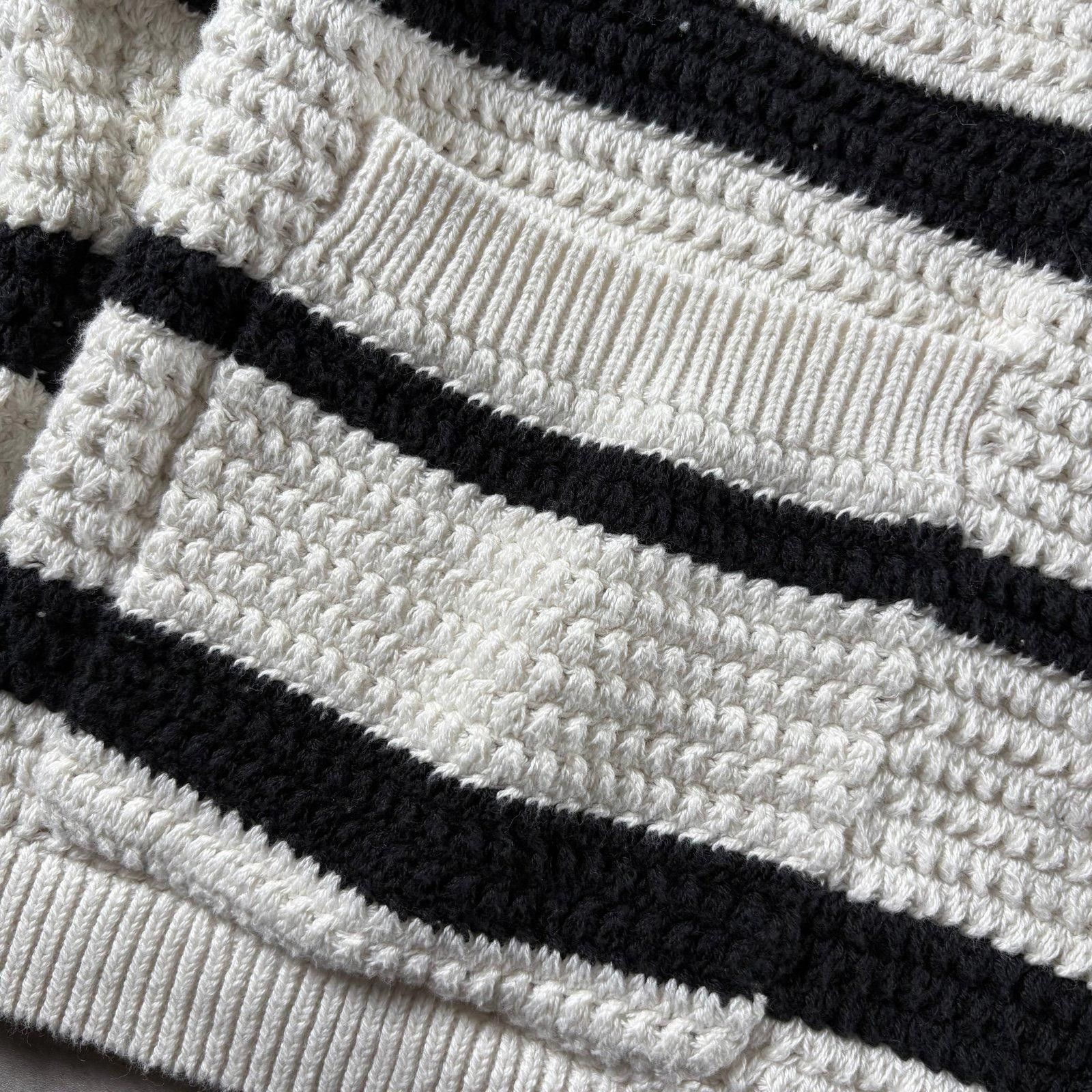 Other Universal Thread Black & White Striped Cardigan Size M / US 6-8 / IT 42-44 - 6 Thumbnail