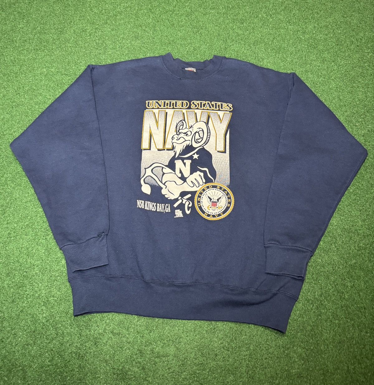 Vintage Vintage US Military Navy 90s XL Blue Bill Goat Sweatshirt Size US XL / EU 56 / 4 - 1 Thumbnail