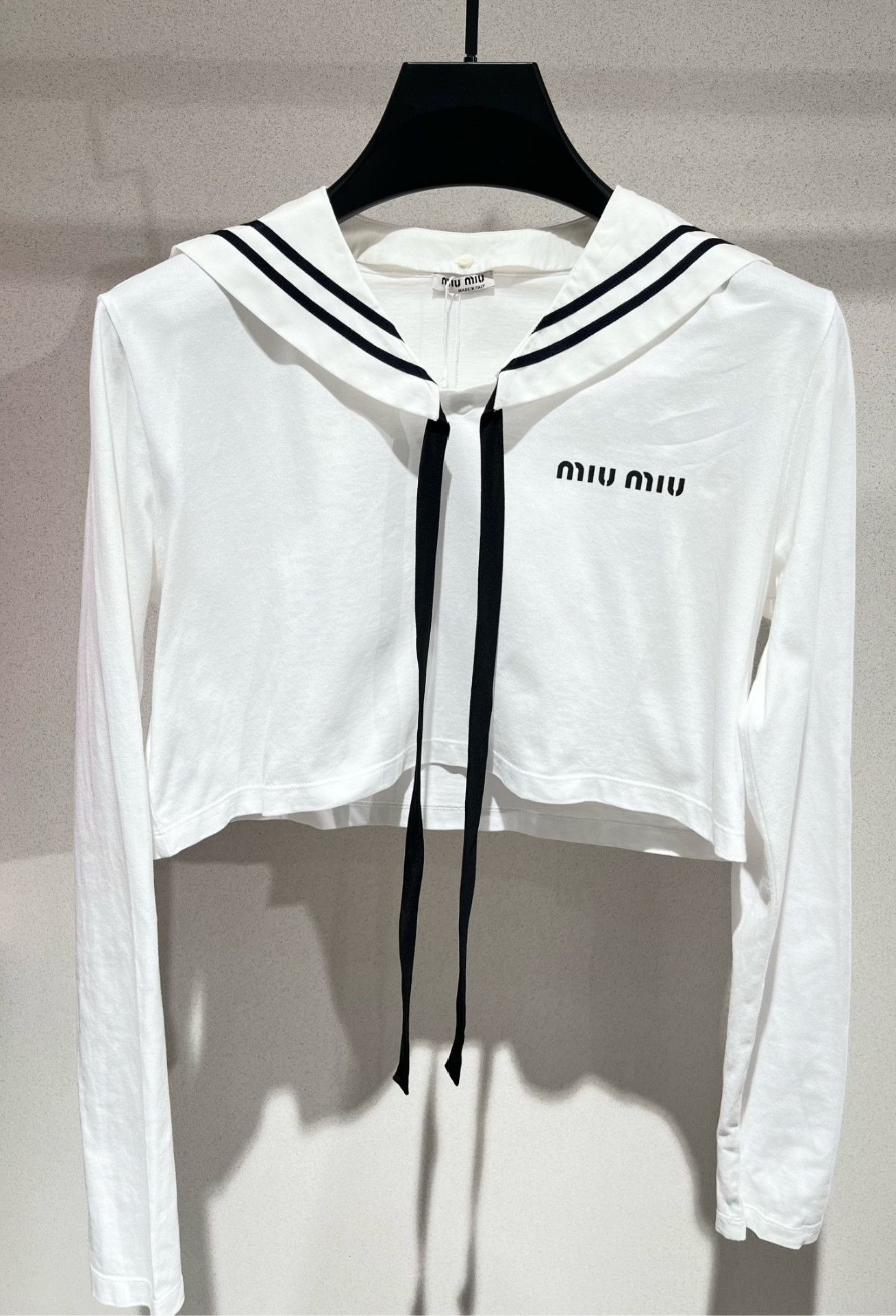 Miu Miu Miu Miu White Navy Collar Cropped Top Size S / US 4 / IT 40 - 1 Thumbnail