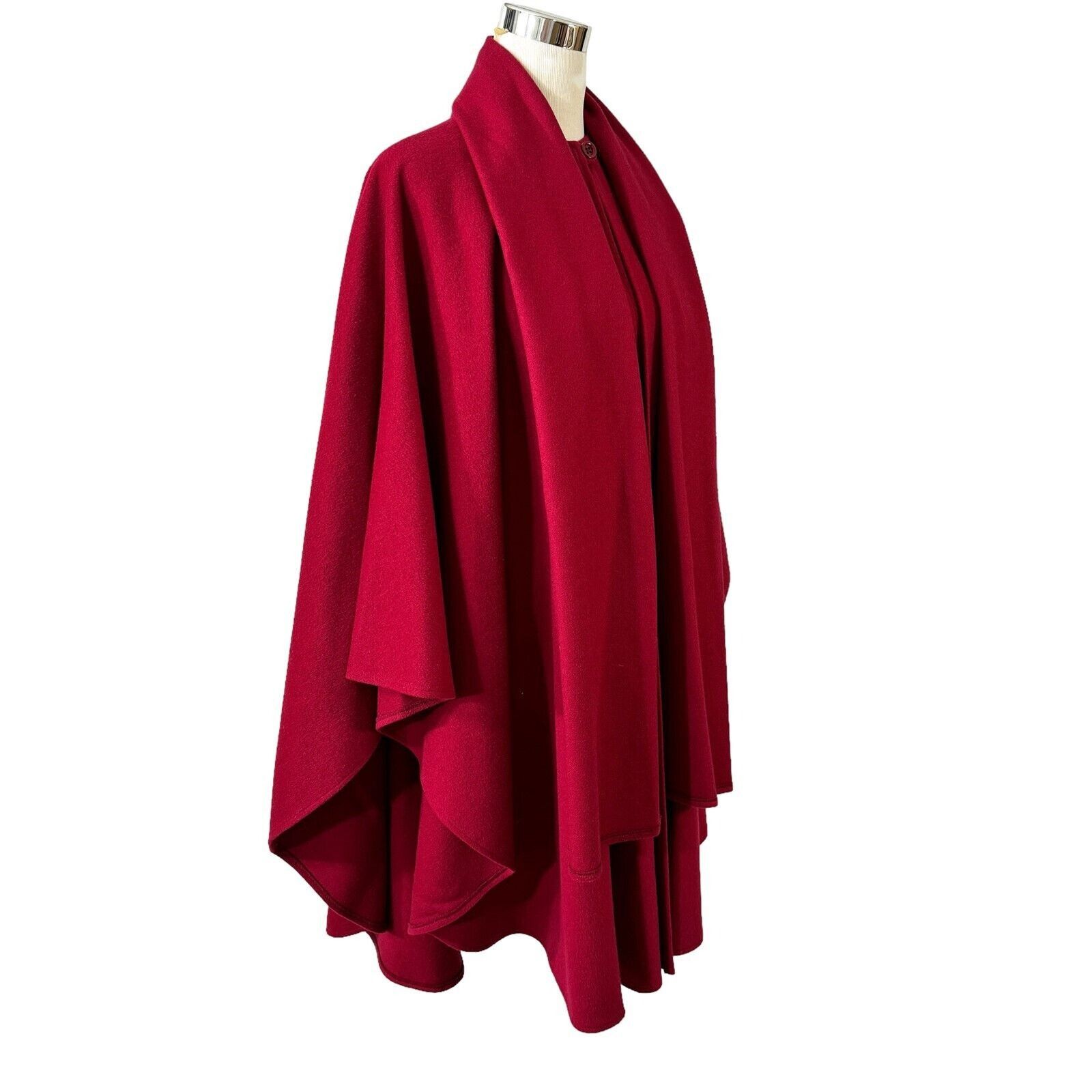 image of Vintage Jimmy Hourihan Of Dublin Red Wool Cape Lambswool Cashmere, Women's