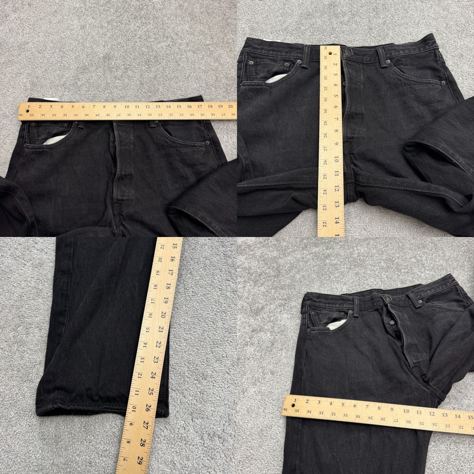 Levi's Levi's 501 Straight Jeans Mens 38x30 Black Cotton Denim Button Fly Casual Streetwear Regular 5-Pocket Size US 38 / EU 54 - 9 Thumbnail