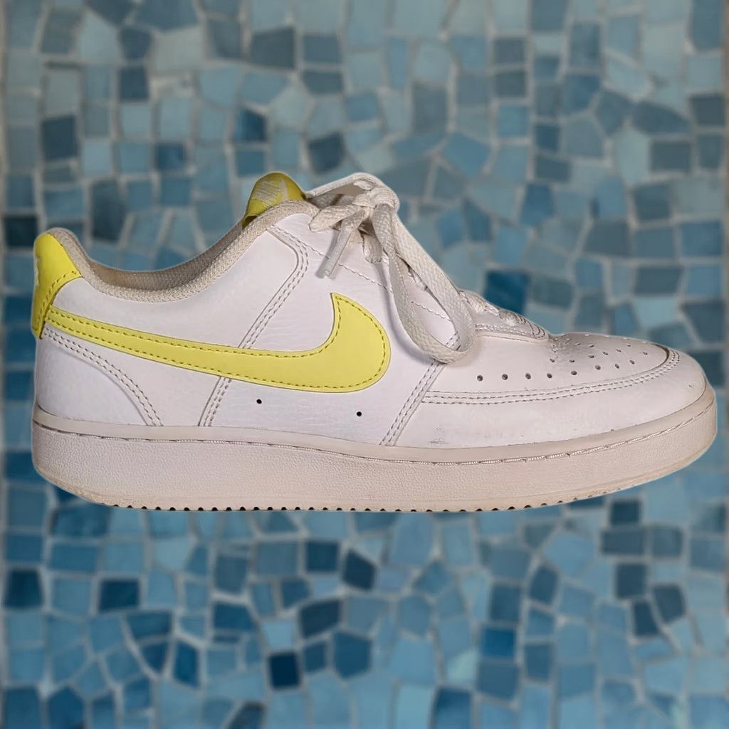 Nike Nike Court Vision White Zitron Leather Low Top Sneakers Women's US 7.5 Shoes Light Yellow White Size M / US 6-8 / IT 42-44 - 1 Thumbnail