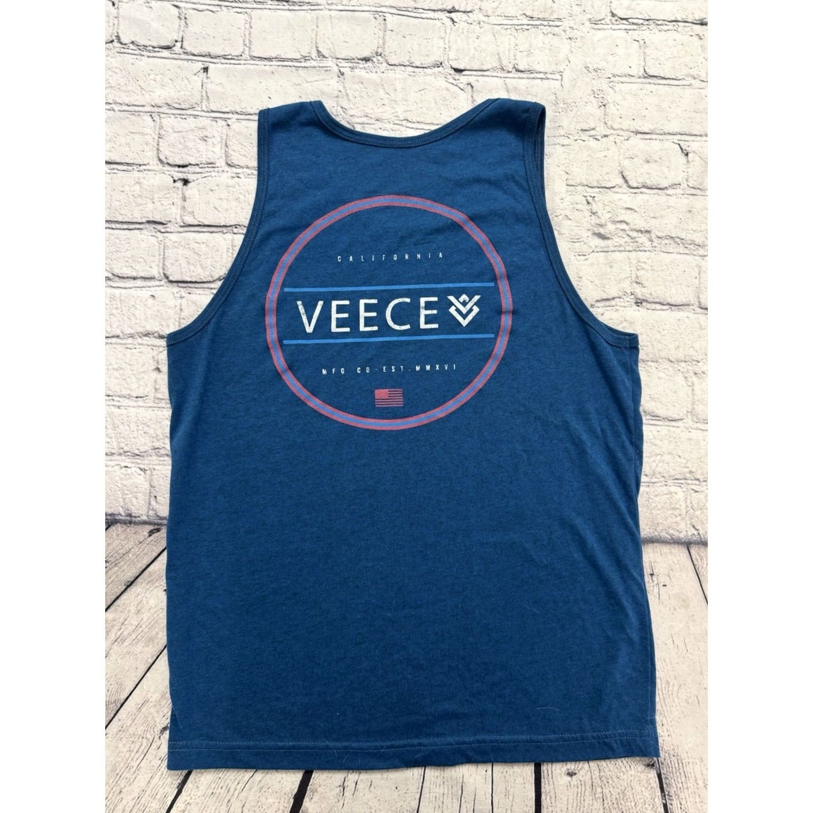 Vintage Veece Tank Top Mens Blue Graphic Print Sleeveless Pullover Regular Size S Casual Activewear Shirt Size US S / EU 44-46 / 1 - 4 Thumbnail
