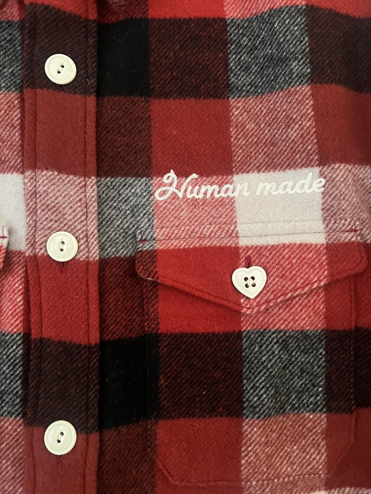 Human Made Human Made Wool Beaver Block Check Shirt Red | Grailed