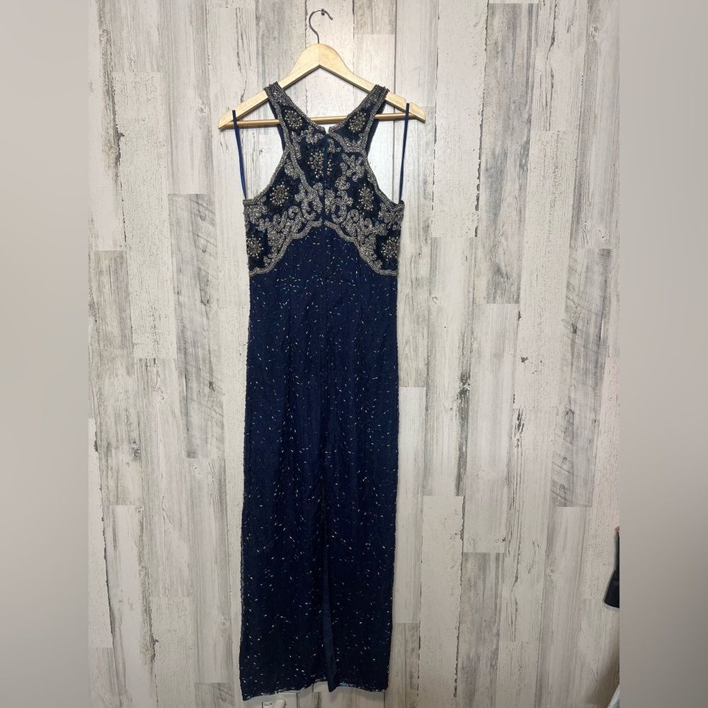 Other Navy Blue Beaded Embellished Maxi Dress Formal Evening Gown Size M / US 6-8 / IT 42-44 - 5 Thumbnail