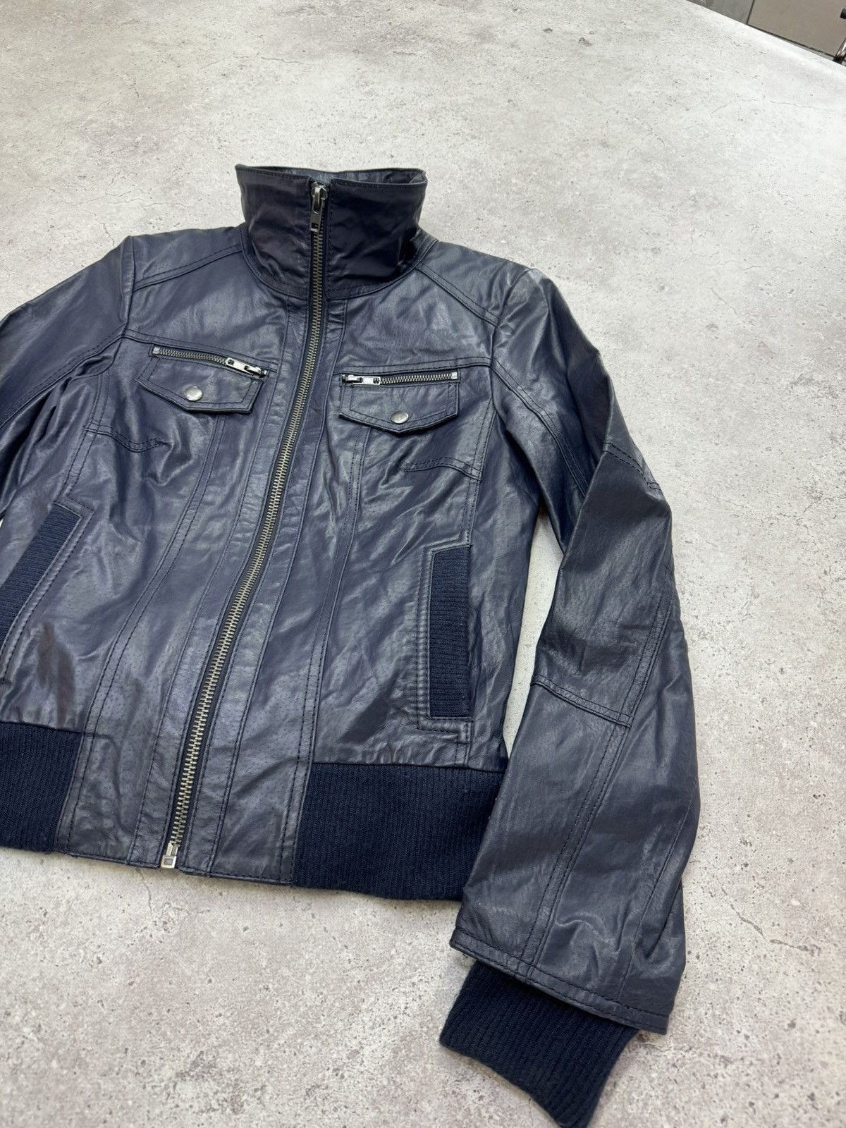 Le Grande Bleu (L.G.B.) Vintage Stone Real Leather Jacket Size US M / EU 48-50 / 2 - 5 Thumbnail