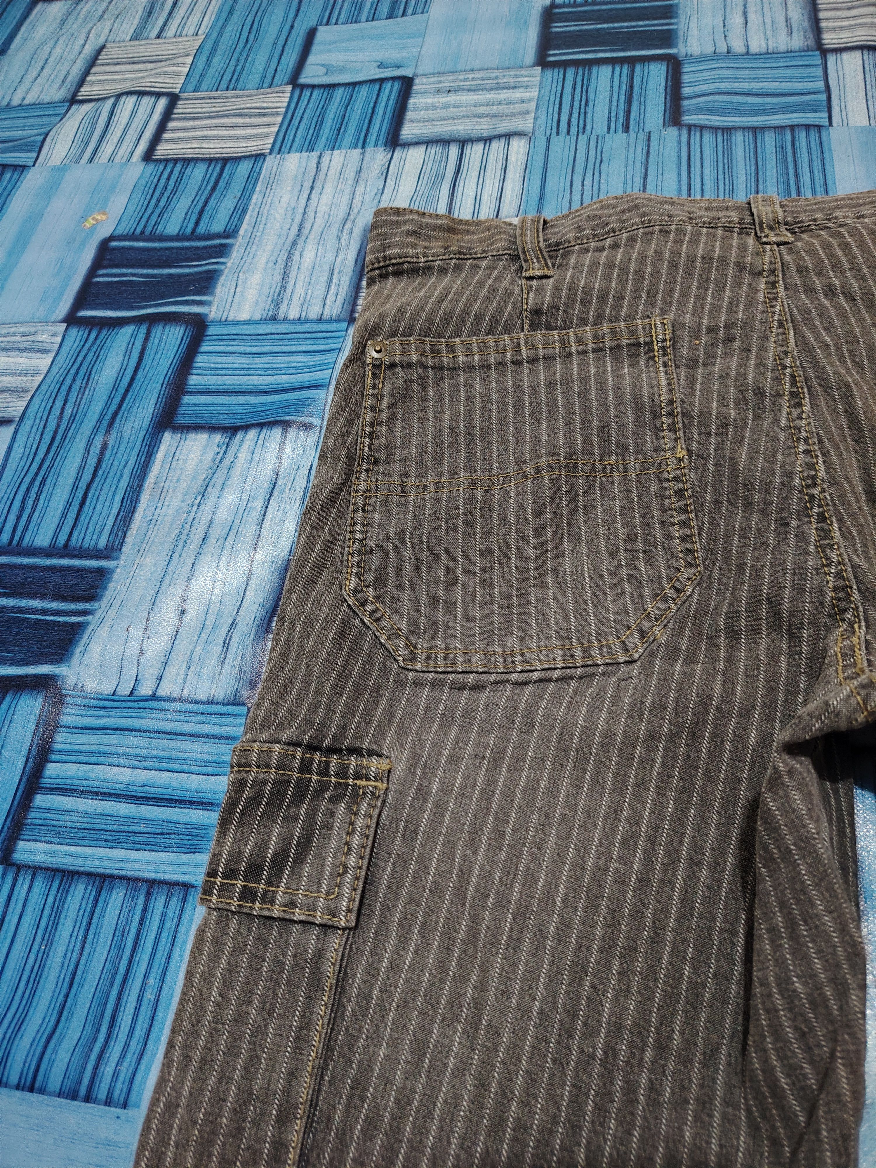 5351 POUR LES HOMMES Dogman Selected Cargo Multipocket Striped Stretch Pants Size US 35 - 16 Thumbnail