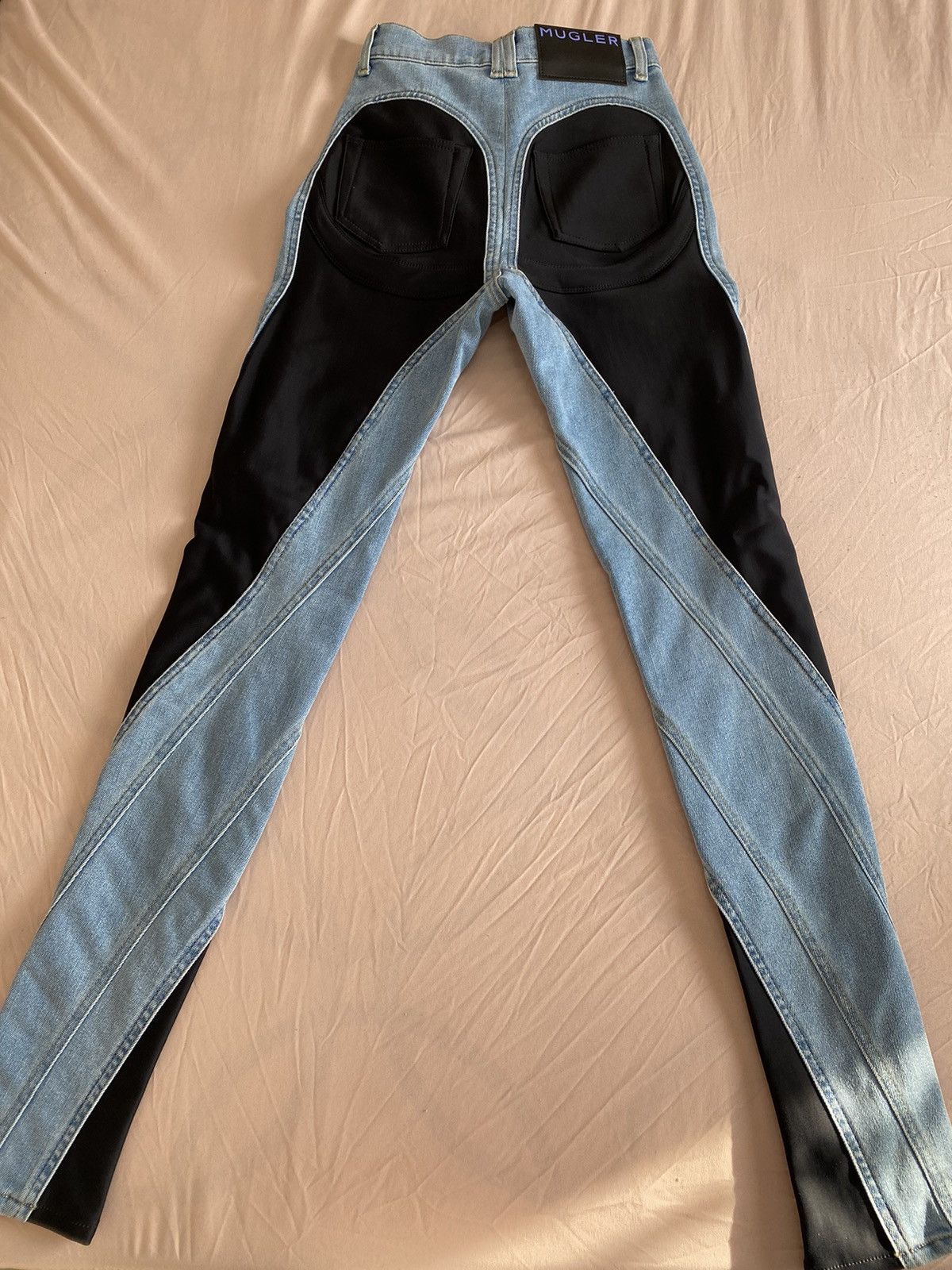 H&M Spiral Panel Jeans Light Denim Blue/Black Size 26" / US 2 / IT 38 - 4 Thumbnail