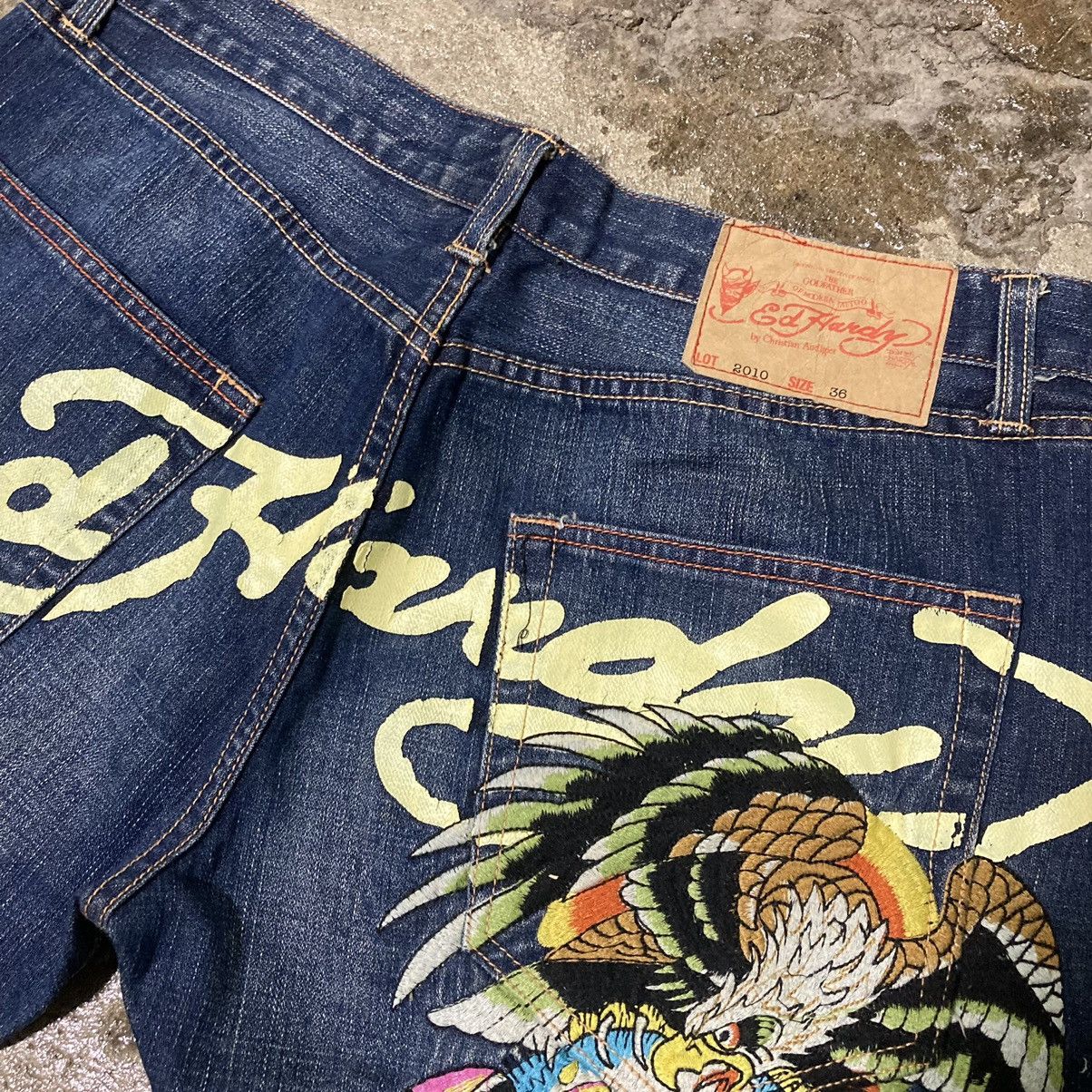 Ed Hardy × Japanese Brand × Vintage Crazy Vintage Y2K Ed Hardy Jeans Japanese Skull Skater Style Size US 36 / EU 52 - 4 Thumbnail