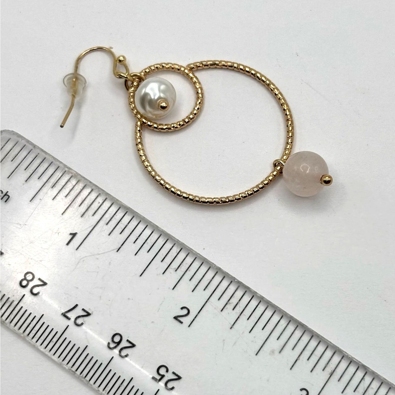 Other Gold Pearl Drop Hoop Earrings Size ONE SIZE - 4 Thumbnail