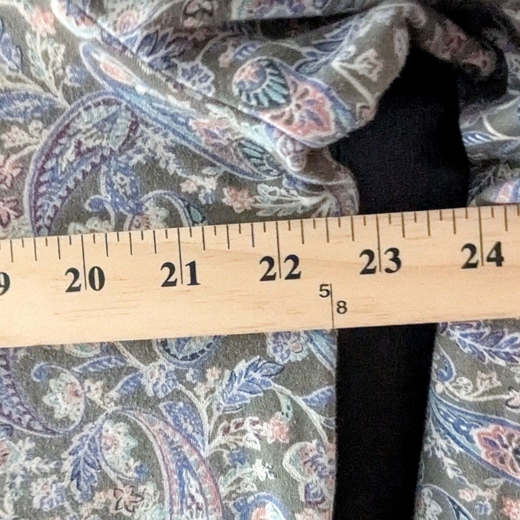 J. Jill J. Jill Simply Supima Cotton Paisley V-Neck Tunic Olive Green M Long Sleeve Womens Slit Casual Knit 100% Cotton Size M / US 6-8 / IT 42-44 - 7 Thumbnail