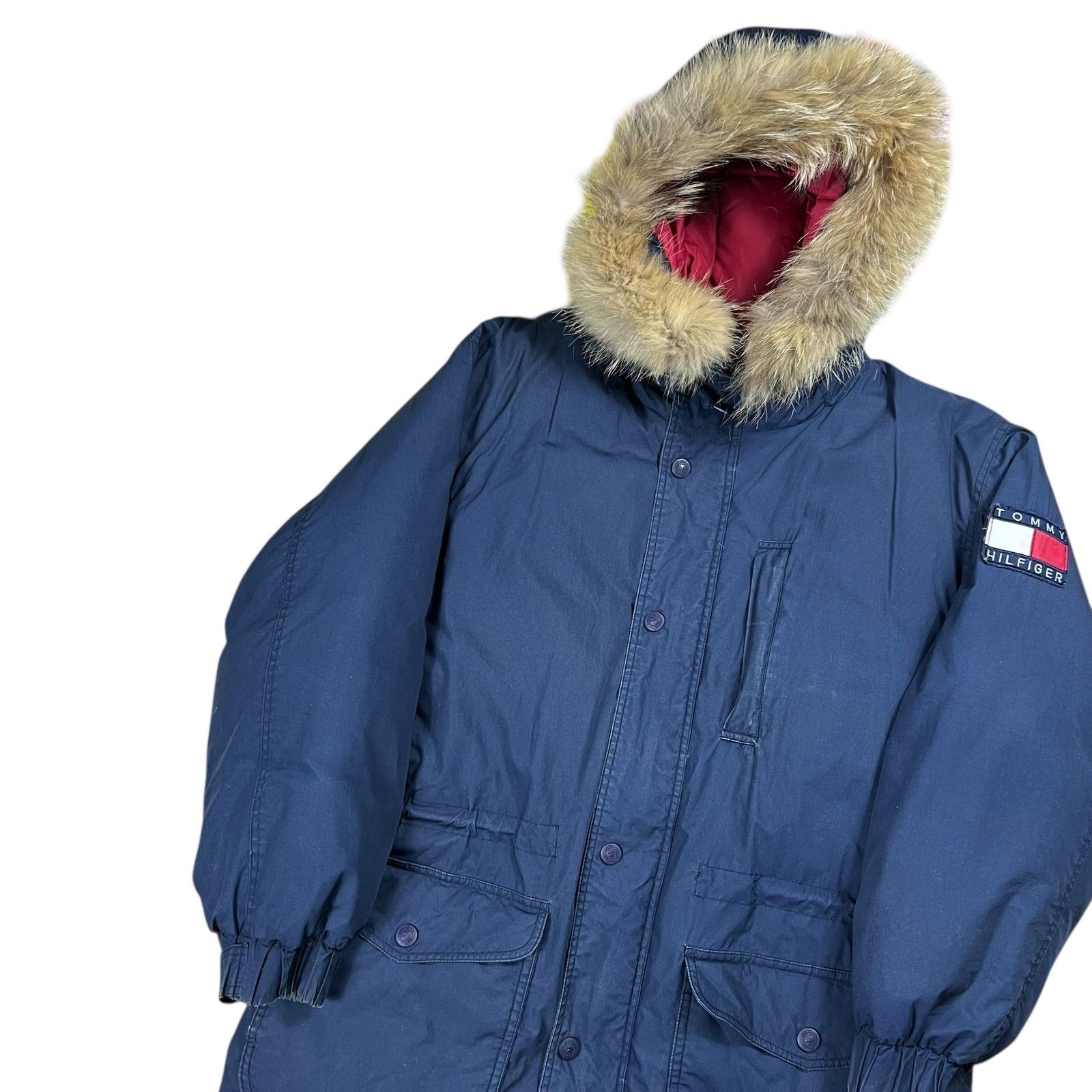 Tommy Hilfiger × Vintage Vintage 90s Tommy Hilfiger fur hood mini patch jacket (M) Size US M / EU 48-50 / 2 - 5 Thumbnail