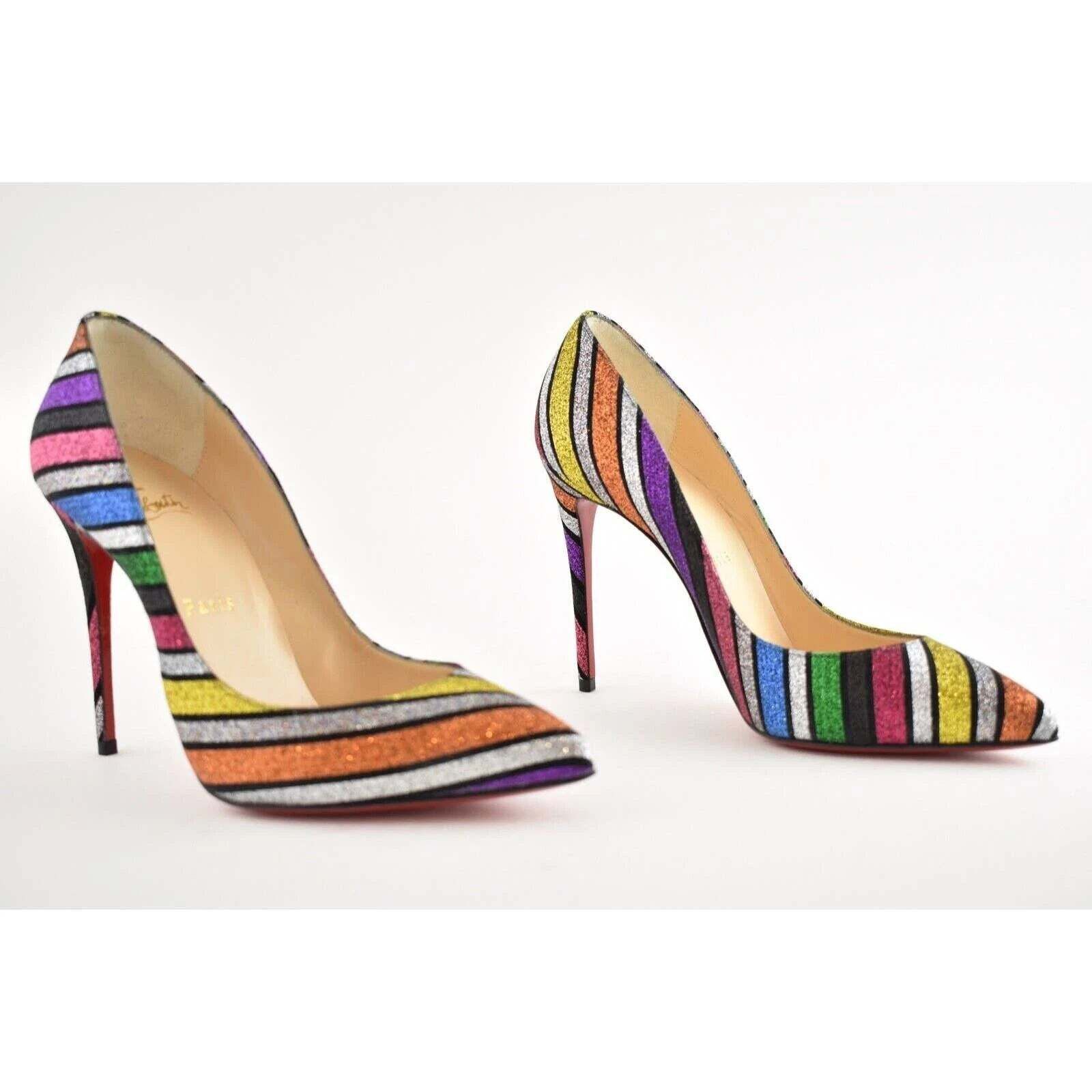 Christian Louboutin Christian Louboutin Pigalle Follies 100 Stripy Glitter Size US 5 / IT 35 - 4 Thumbnail