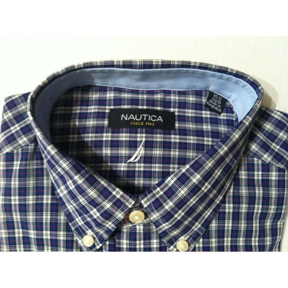 Nautica NAUTICA MENS NEW PURPLE 100%COTTON CASUAL SHIRT 15.5/32-33 Size US M / EU 48-50 / 2 - 2 Thumbnail
