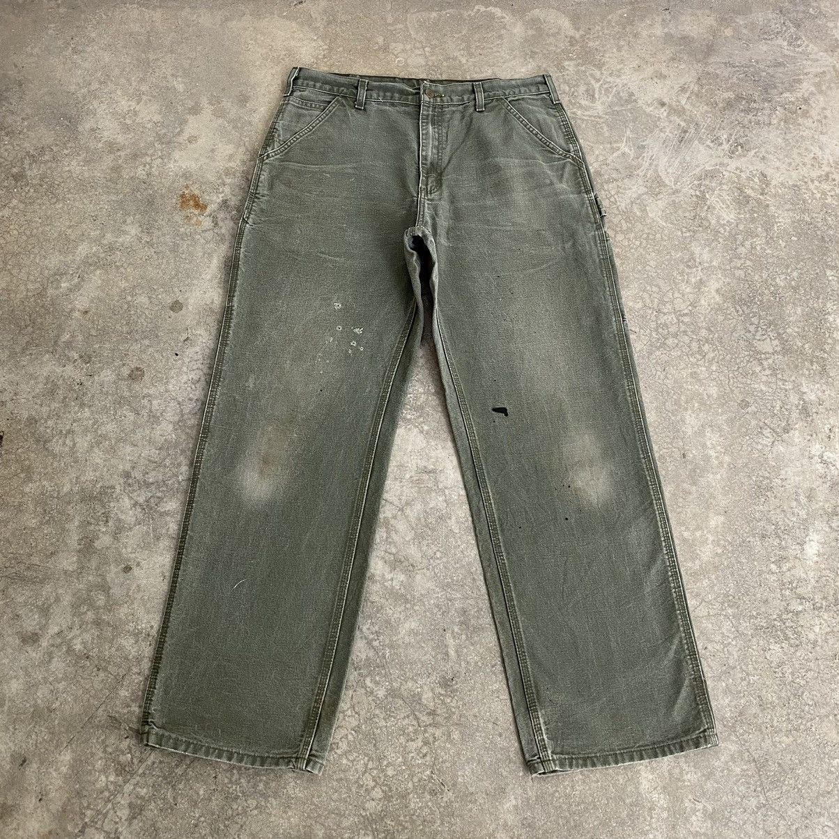 Carhartt Vintage Carhartt Faded Moss Green Carpenter Work Pants Size US 34 / EU 50 - 2 Thumbnail