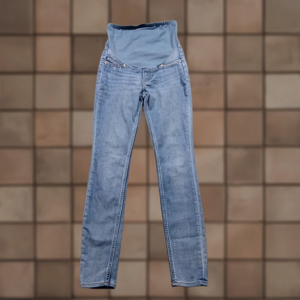 H&M H&M Mama Maternity Super Skinny Jeans XS Blue Light Wash Over Belly EUC Size 26" / US 2 / IT 38 - 1 Thumbnail