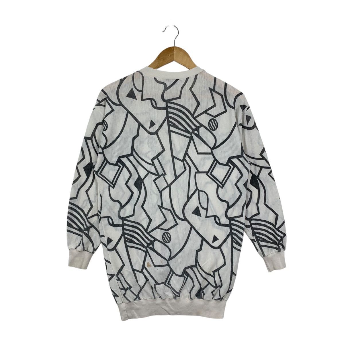 Vintage JUST FITZ Made In USA Abstract Overprint Long Sleeve Tshirt Size US S / EU 44-46 / 1 - 2 Thumbnail