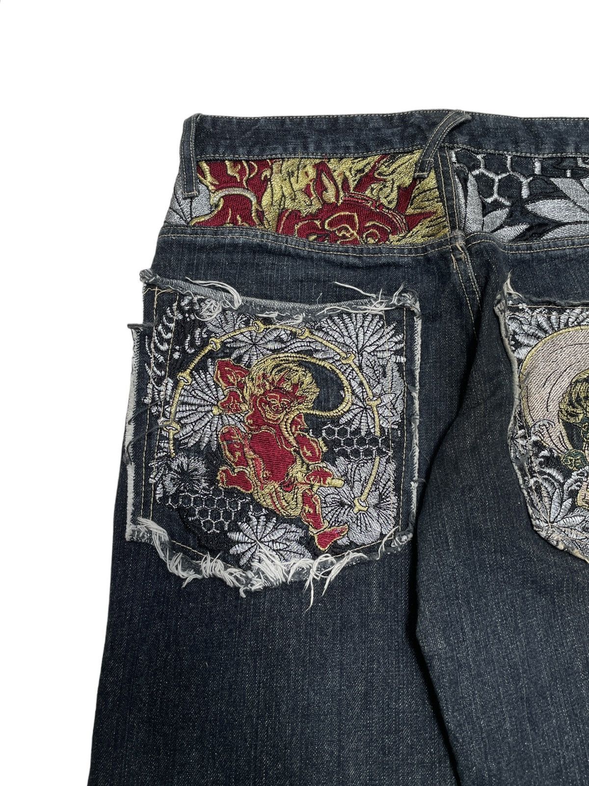 If Six Was Nine Rare Design Vintage Japanese Brand GUMU Sukajan Jeans 1990s Size US 31 - 3 Thumbnail