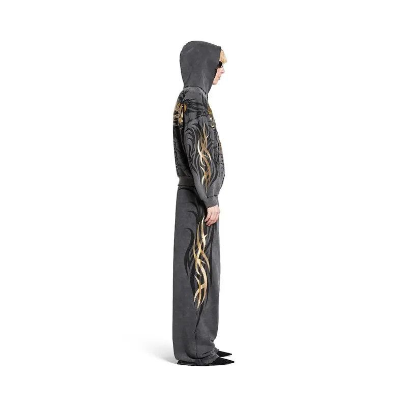 Balenciaga o1tr1nto0426 Tacky Gold Zip-Up Hoodie Regular Fit in Black Size US L / EU 52-54 / 3 - 3 Thumbnail