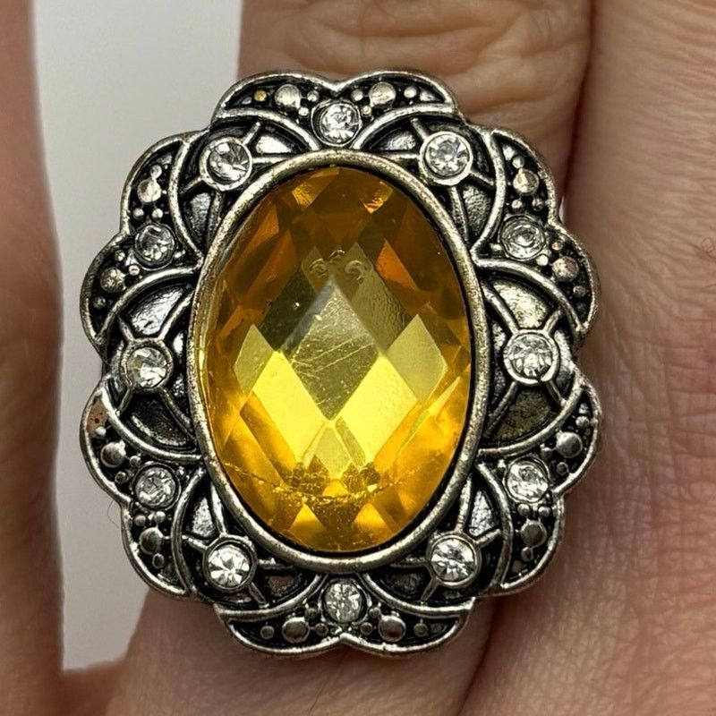 Other Yellow & Silver Crystal Ring Size ONE SIZE - 1 Thumbnail