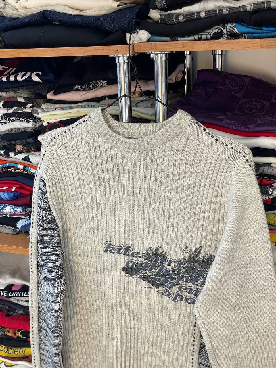 20471120 Y2K VTG 2000s JAPANESE 3D STRIPED DISTRESSED DIESEL SWEATER Size US M / EU 48-50 / 2 - 7 Thumbnail