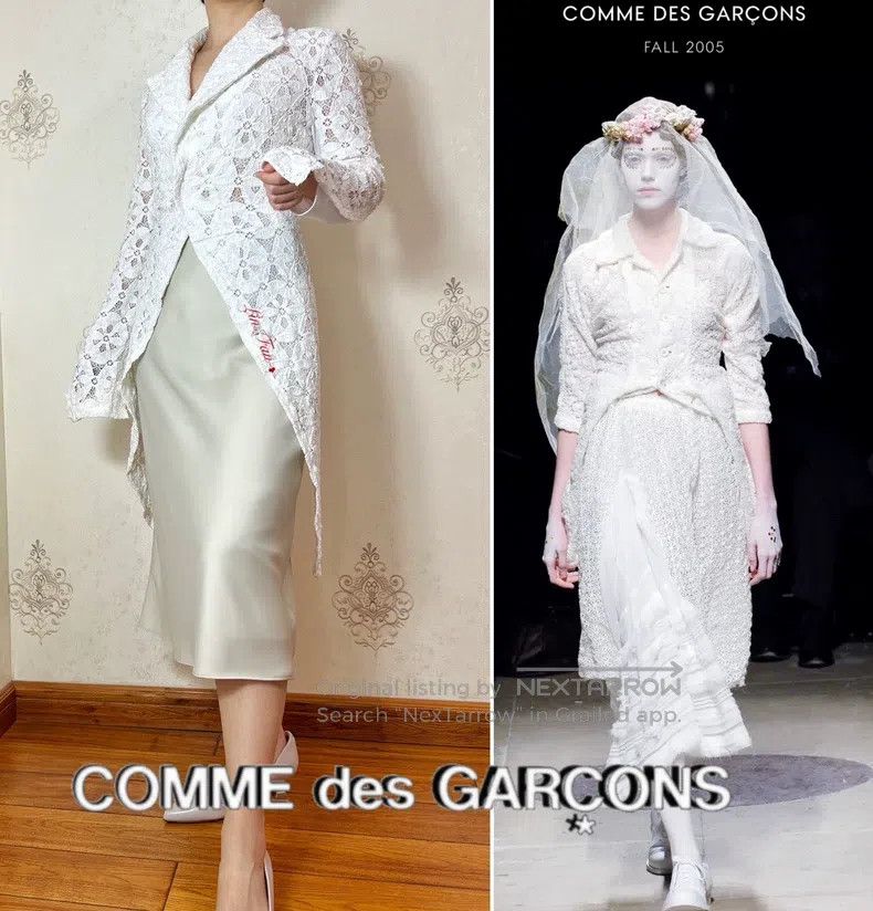Comme des Garcons Comme des Garcons Lace White Versatile Tailcoat Size S / US 4 / IT 40 - 2 Thumbnail