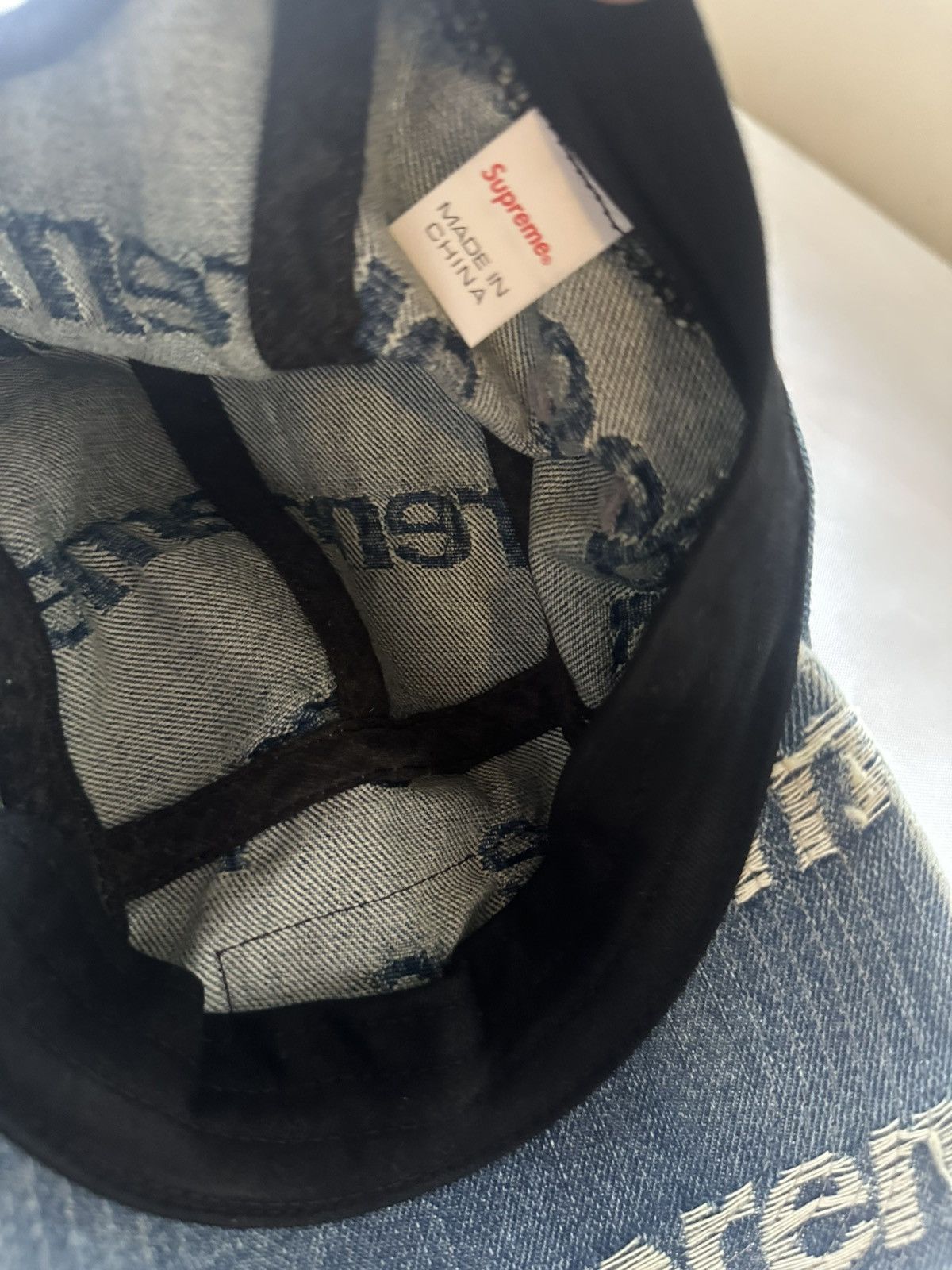 Supreme Supreme Frayed Logos Denim Camp Cap ‘Blue’ SS21 Size ONE SIZE - 8 Thumbnail