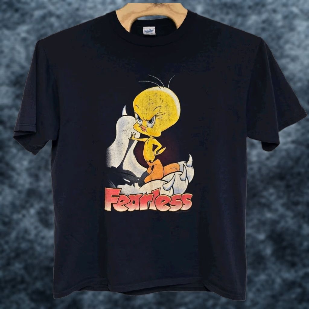 Velva Sheen VINTAGE 1990s Tweety Bird Looney Tunes T-Shirt XL Blue Mens 90s Cartoon Fearless Big Graphic Keywords Size US XL / EU 56 / 4 - 1 Thumbnail