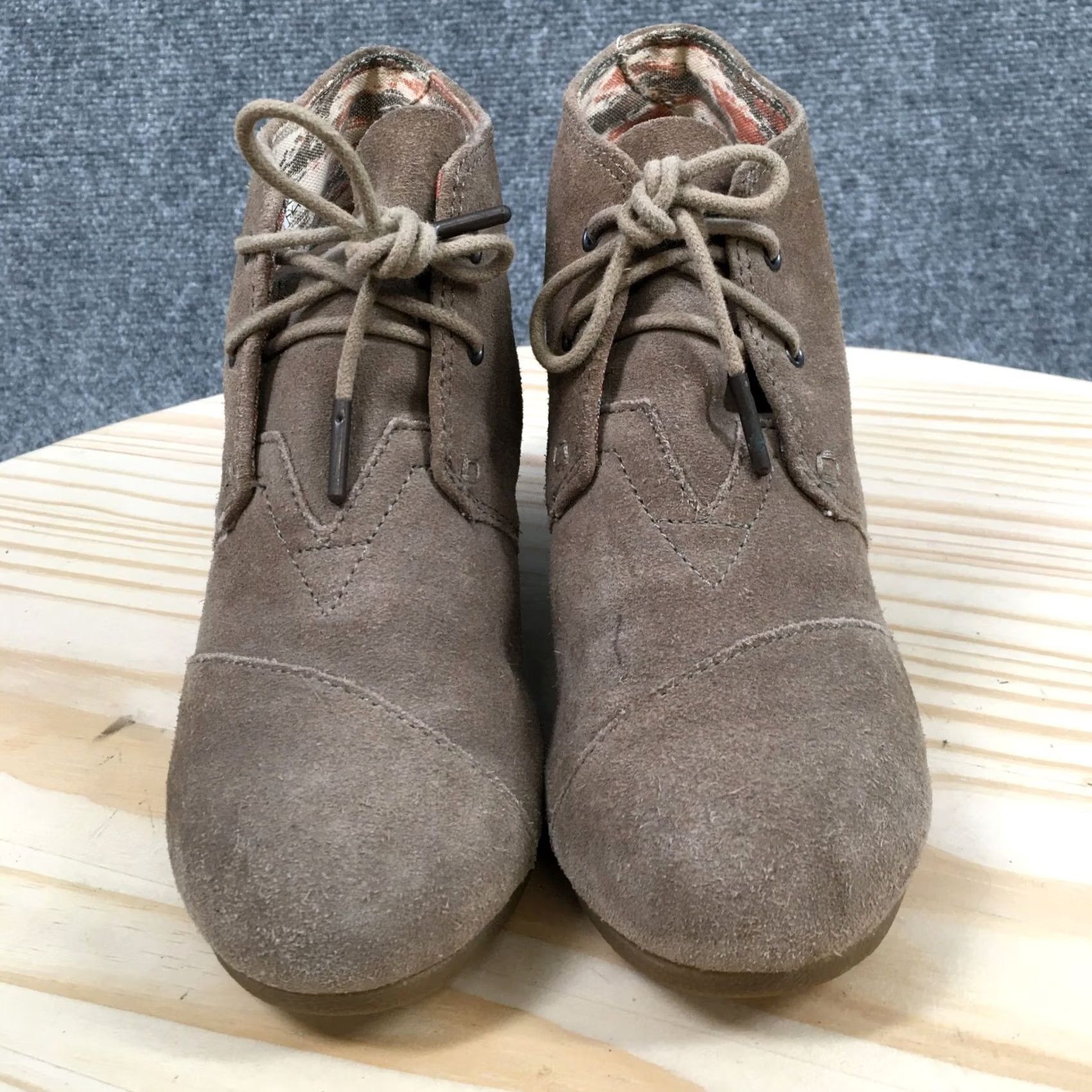Toms TOMS Boots Womens 7.5 Lace Up Desert Wedge Ankle Bootie 740817 Brown Suede Boots Size US 8 / IT 38 - 4 Thumbnail