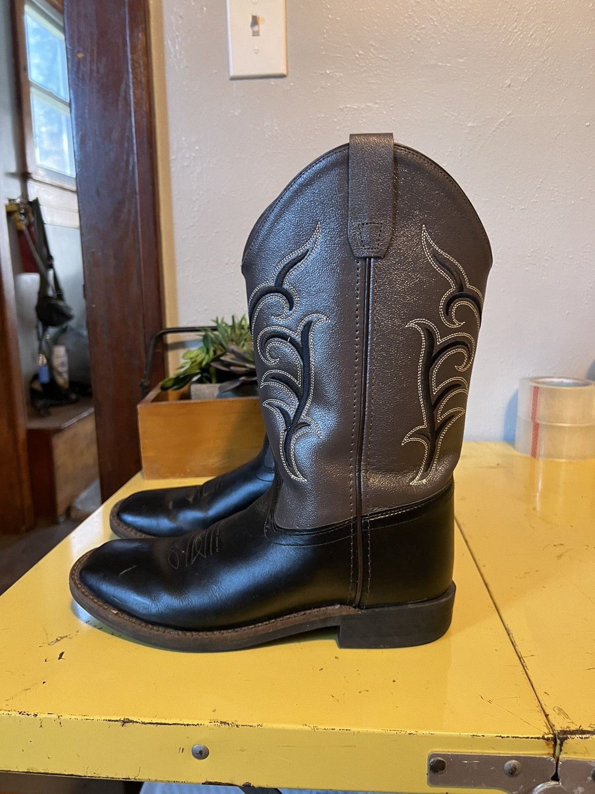Vintage Old West Leather Cowboy Boots Sz 5 Size US 5 / IT 35 - 1 Thumbnail