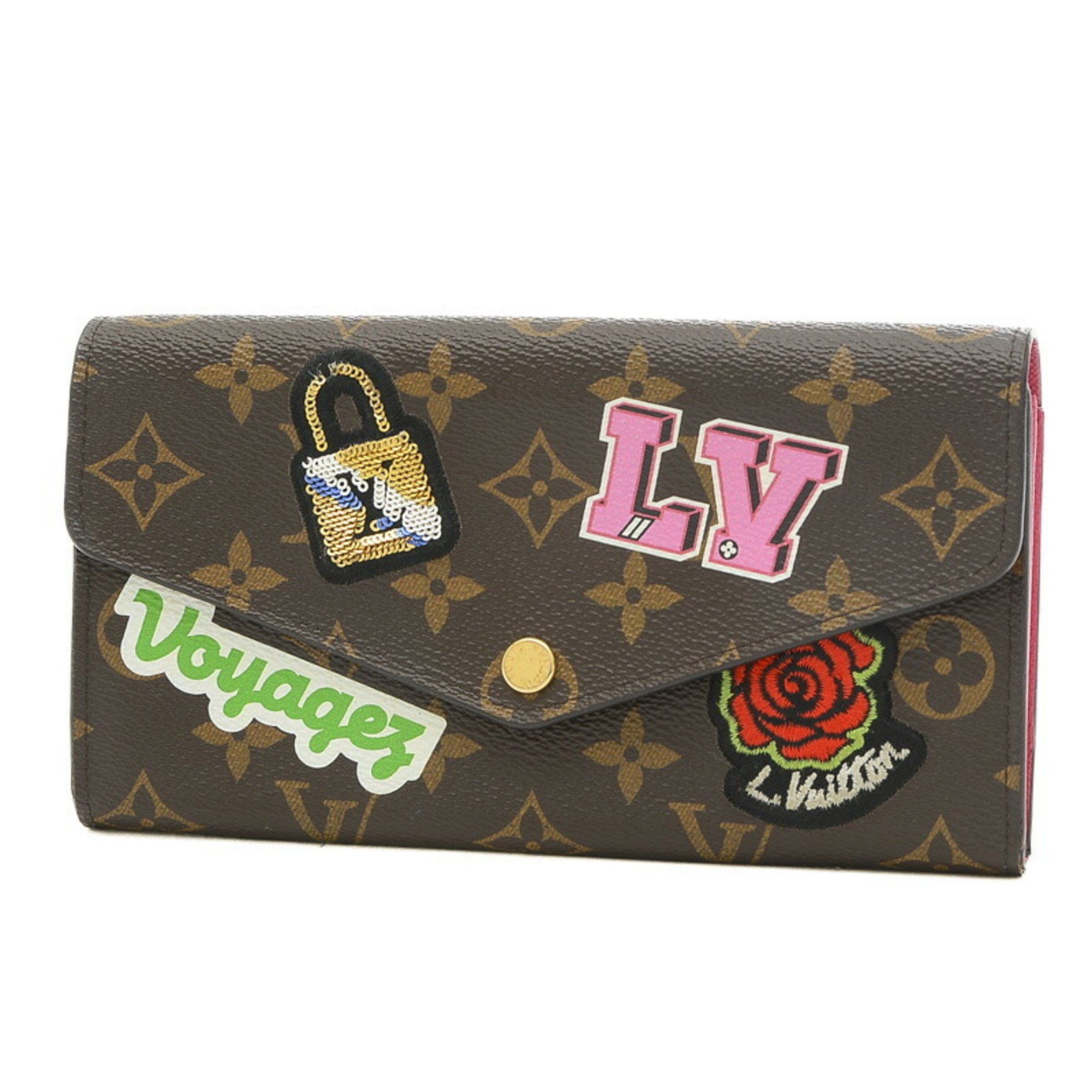 image of Louis Vuitton Monogram Patches Sticker Portefeuille Sara Long Wallet M63318, Women's