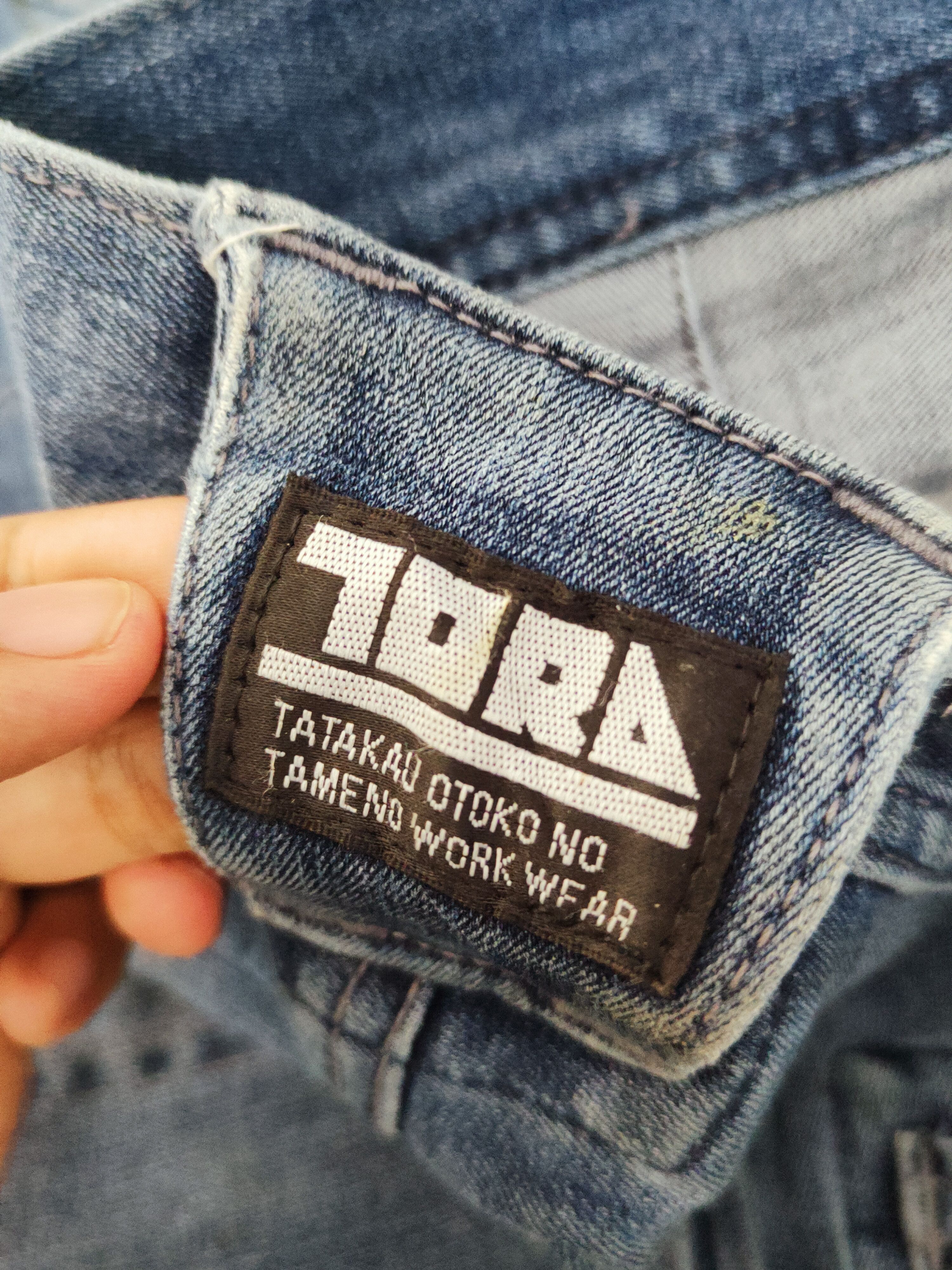 Japanese Brand TORA Blue Distressed vintage dirty Ripped Joggers #S2770 Size US 33 - 15 Thumbnail