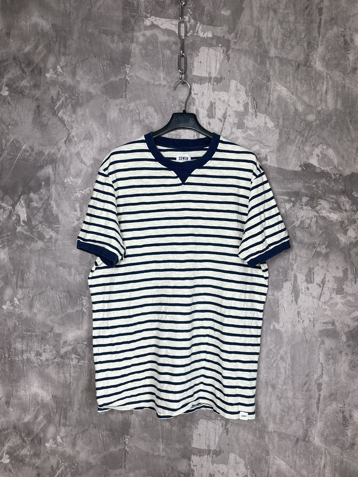 Edwin × Japanese Brand × Vintage Vintage T-Shirt Edwin Japanese Brand Striped Y2K Size US L / EU 52-54 / 3 - 1 Thumbnail