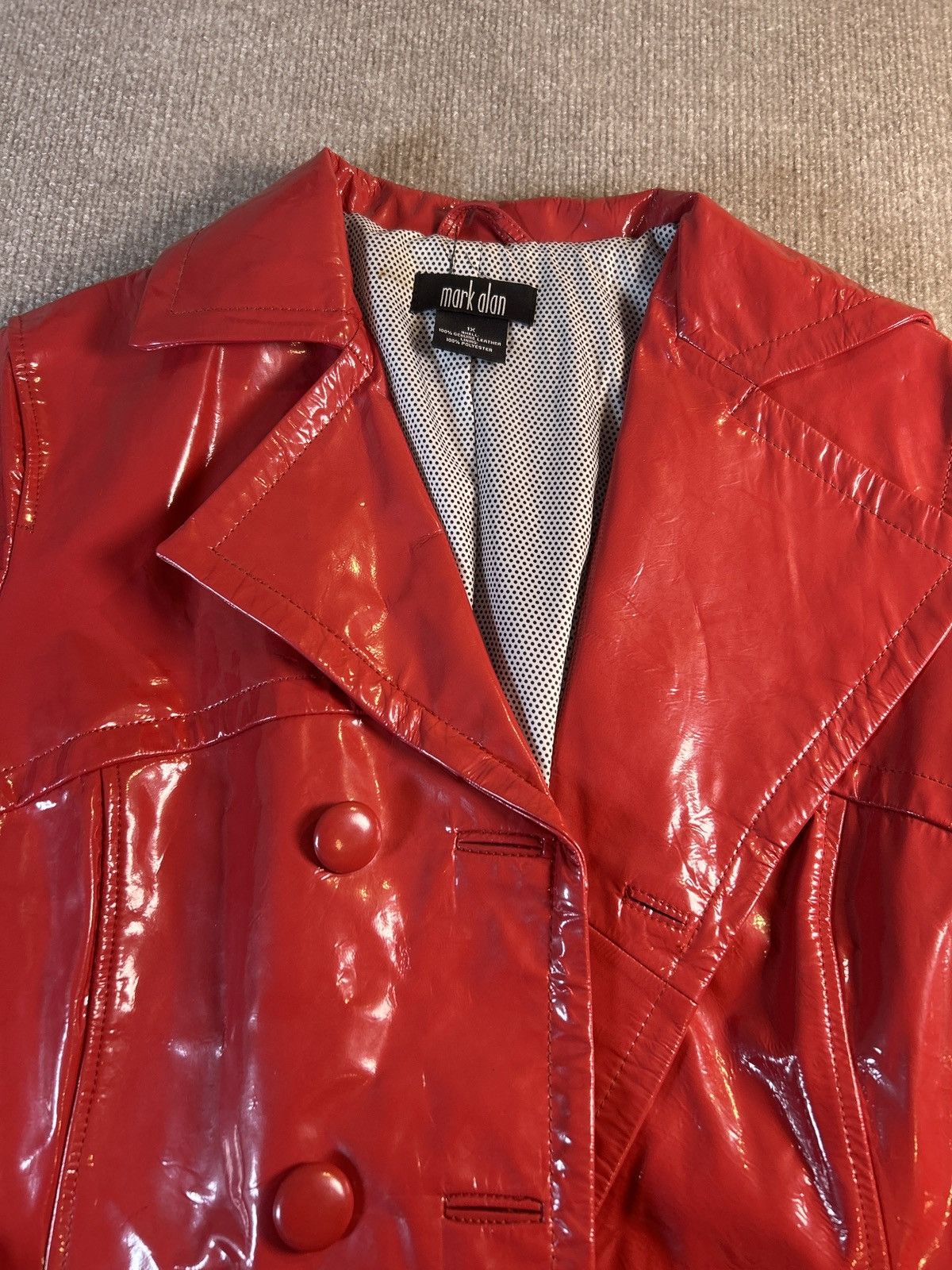 Other Y2K Red Patent Leather Trench Jacket & Matching Tote Bag Set Size XL / US 12-14 / IT 48-50 - 2 Thumbnail