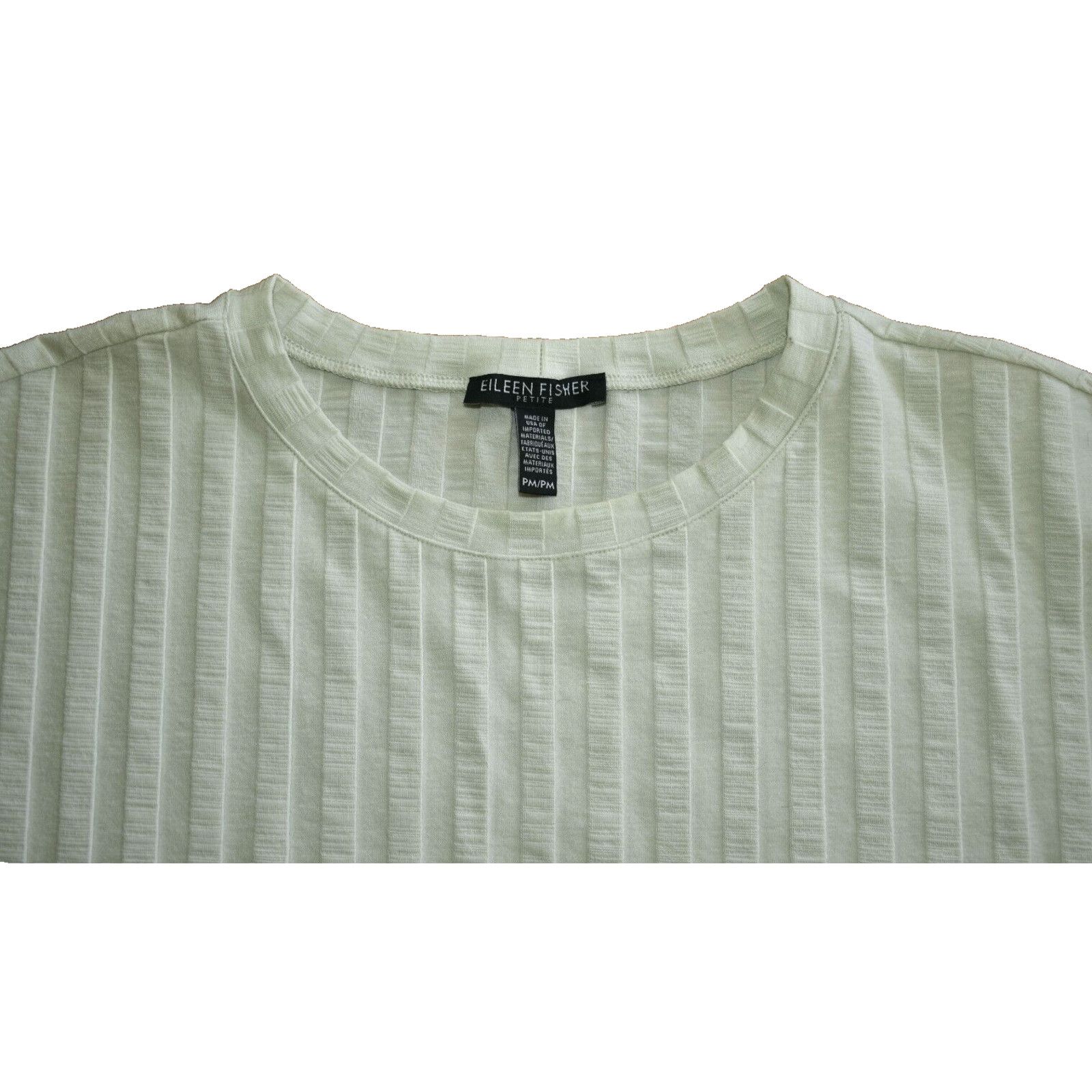 Eileen Fisher EILEEN FISHER Light Sage Stripe Crewneck Petite Top Size PM Size M / US 6-8 / IT 42-44 - 4 Thumbnail