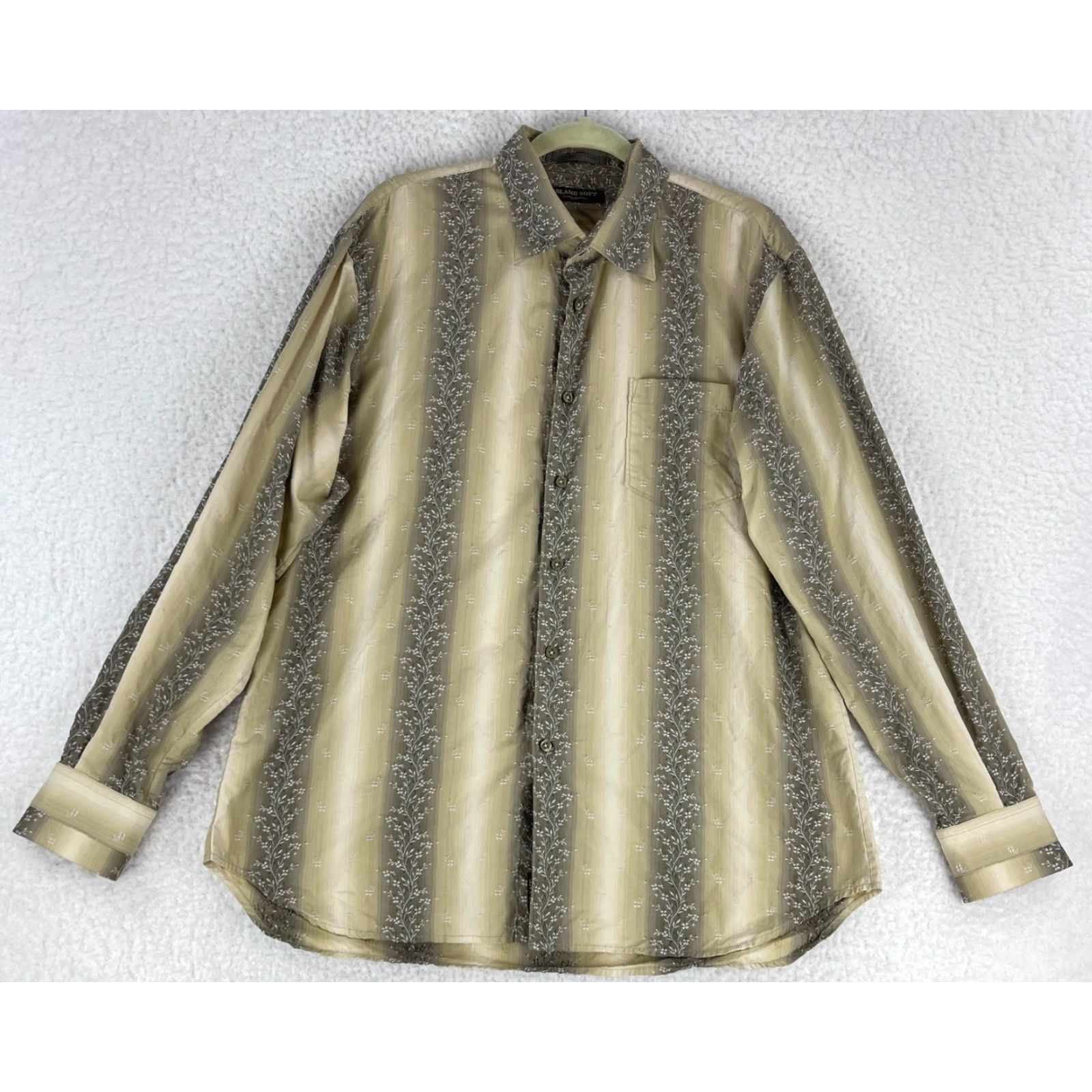 Tommy Bahama Tommy Bahama Button-Up Shirt Mens Size XL Island Soft Brown Casual Long Sleeve Size US XL / EU 56 / 4 - 2 Thumbnail