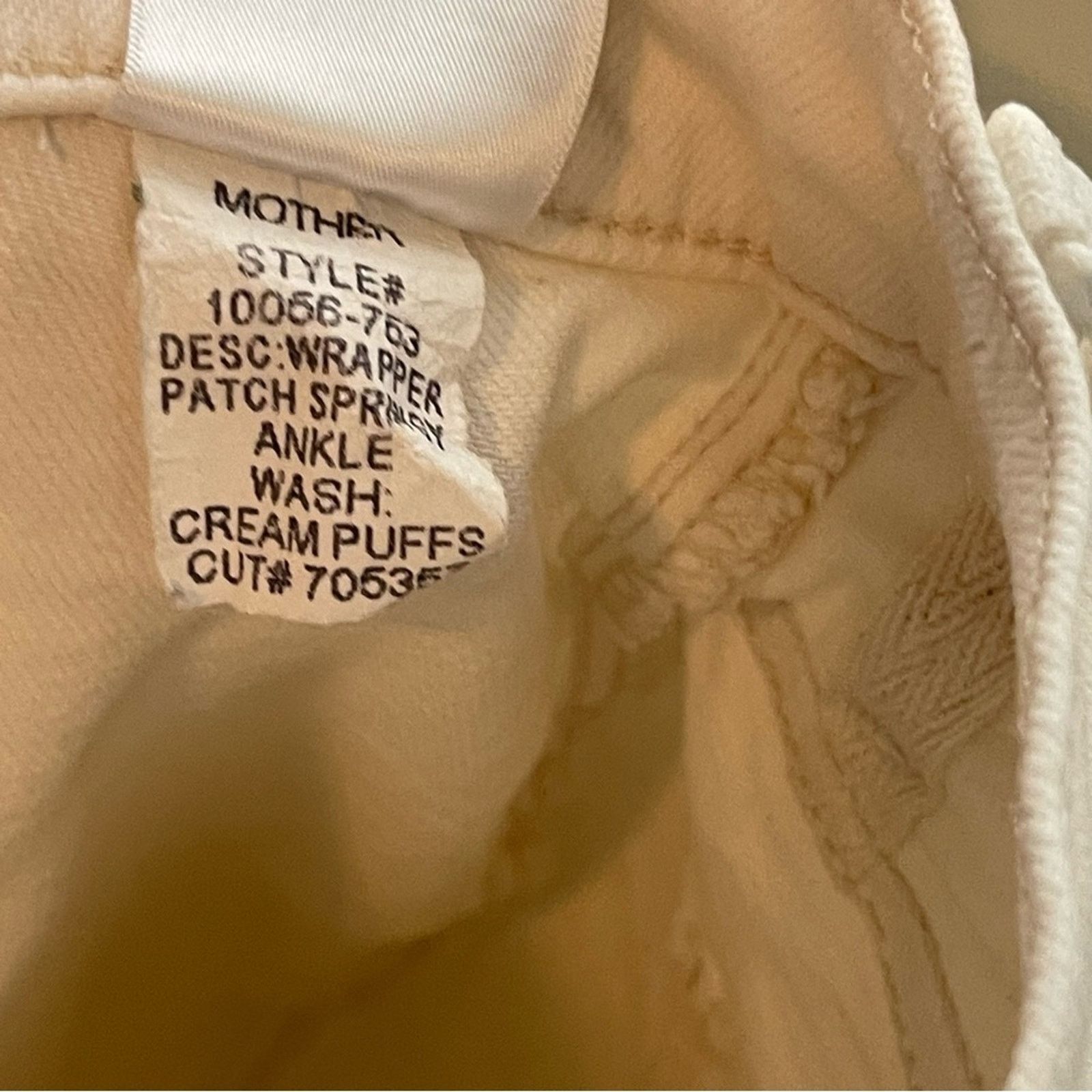 MOTHER MOTHER Denim The Wrapper Patch Springy Ankle in Cream Puffs Size 24" / US 00 / IT 34 - 8 Thumbnail